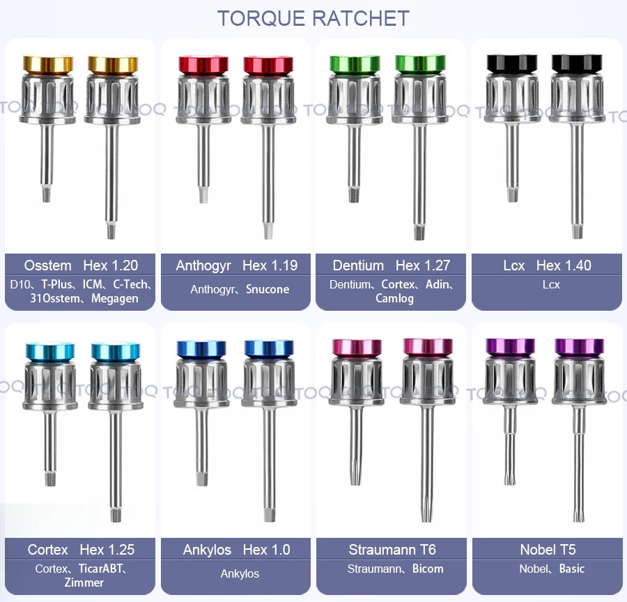 Dental Implant Torque Wrench Ratchet Adjustable Torque Screwdriver 10-70 NCM Ratchet Drivers