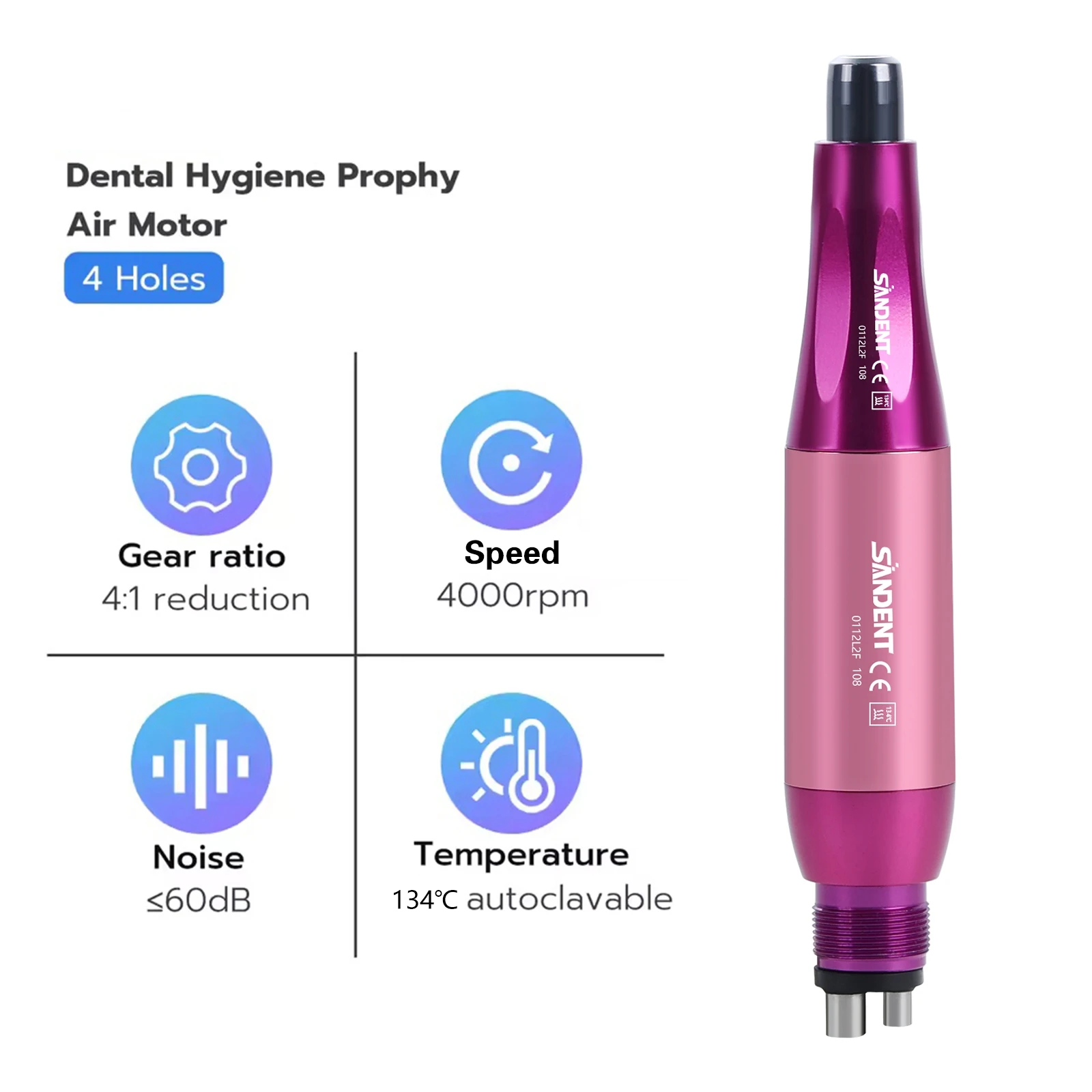 SANDENT Dental 4:1 Hygiene Prophy Handpiece 360° Swivel 2/4 HolesDisposable Angle Prophy Angles