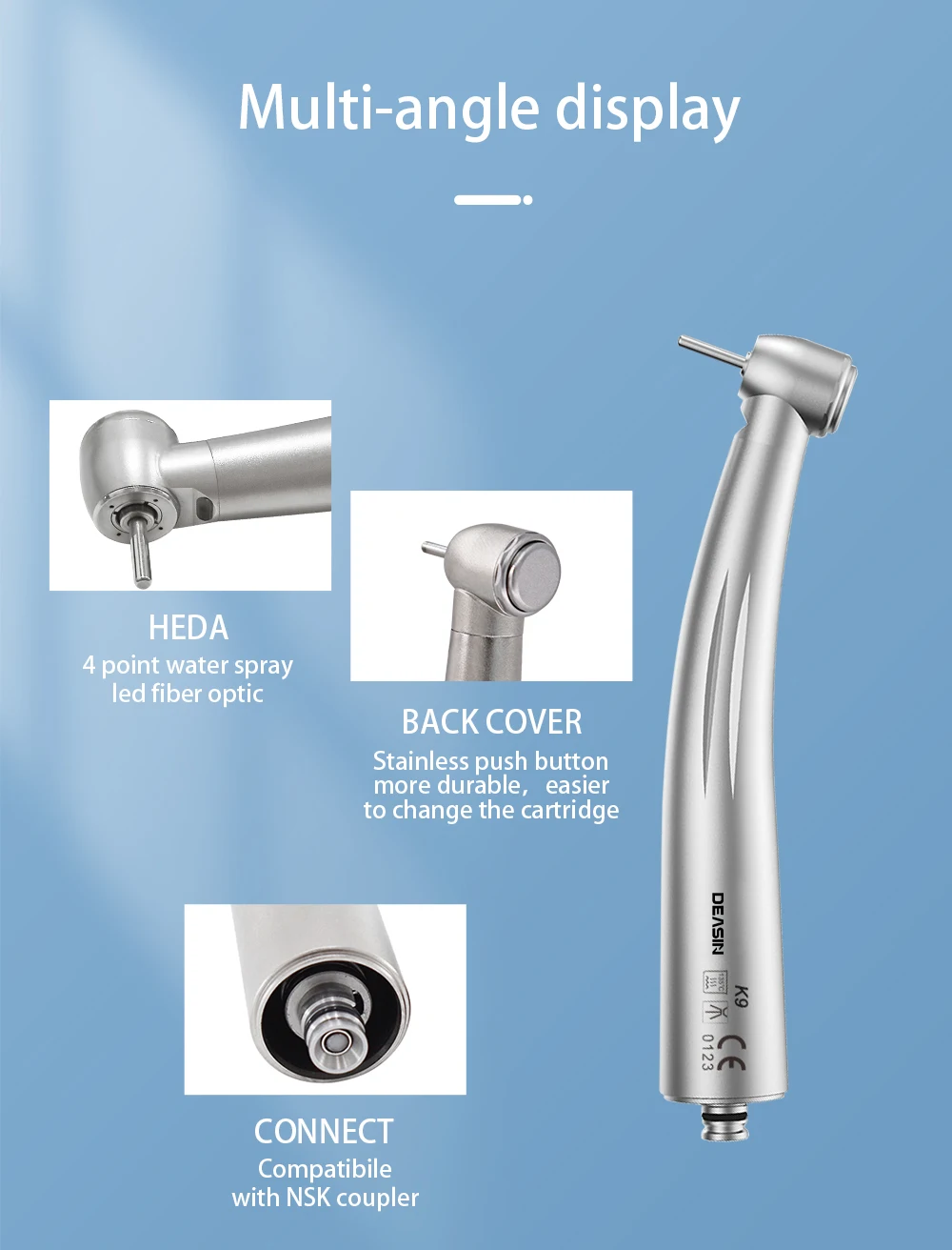Dental High Speed Handpiece Dental Air Turbine Hand Piece Rotor Tip N-coupling Type With Stainless Steel Body For Teeth Whiting
