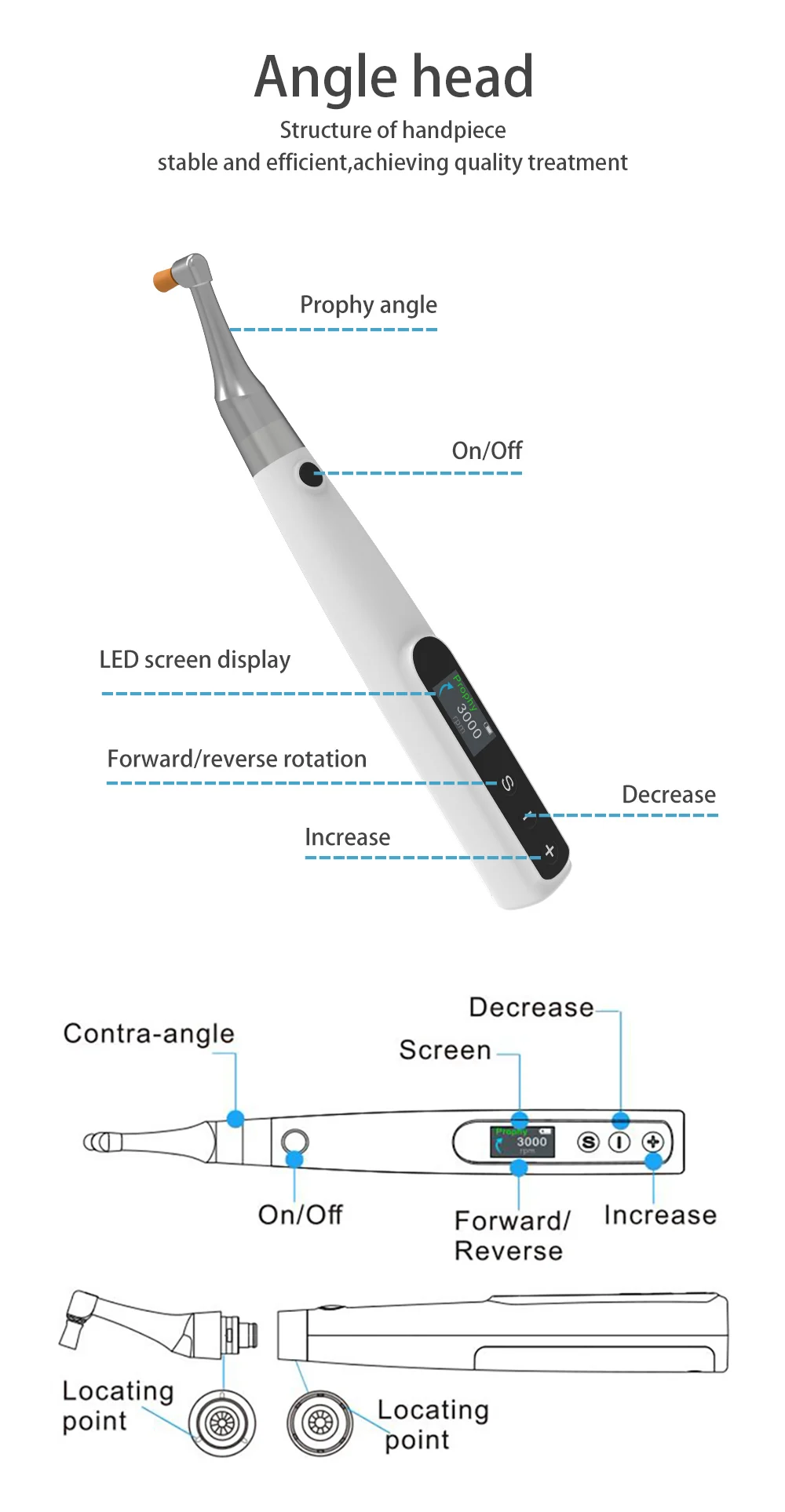 DEASIN Electric Wireless Dental Polishing Handpiece for Teeth Cleaning and Polishing Dental Polisher Prophy Motor