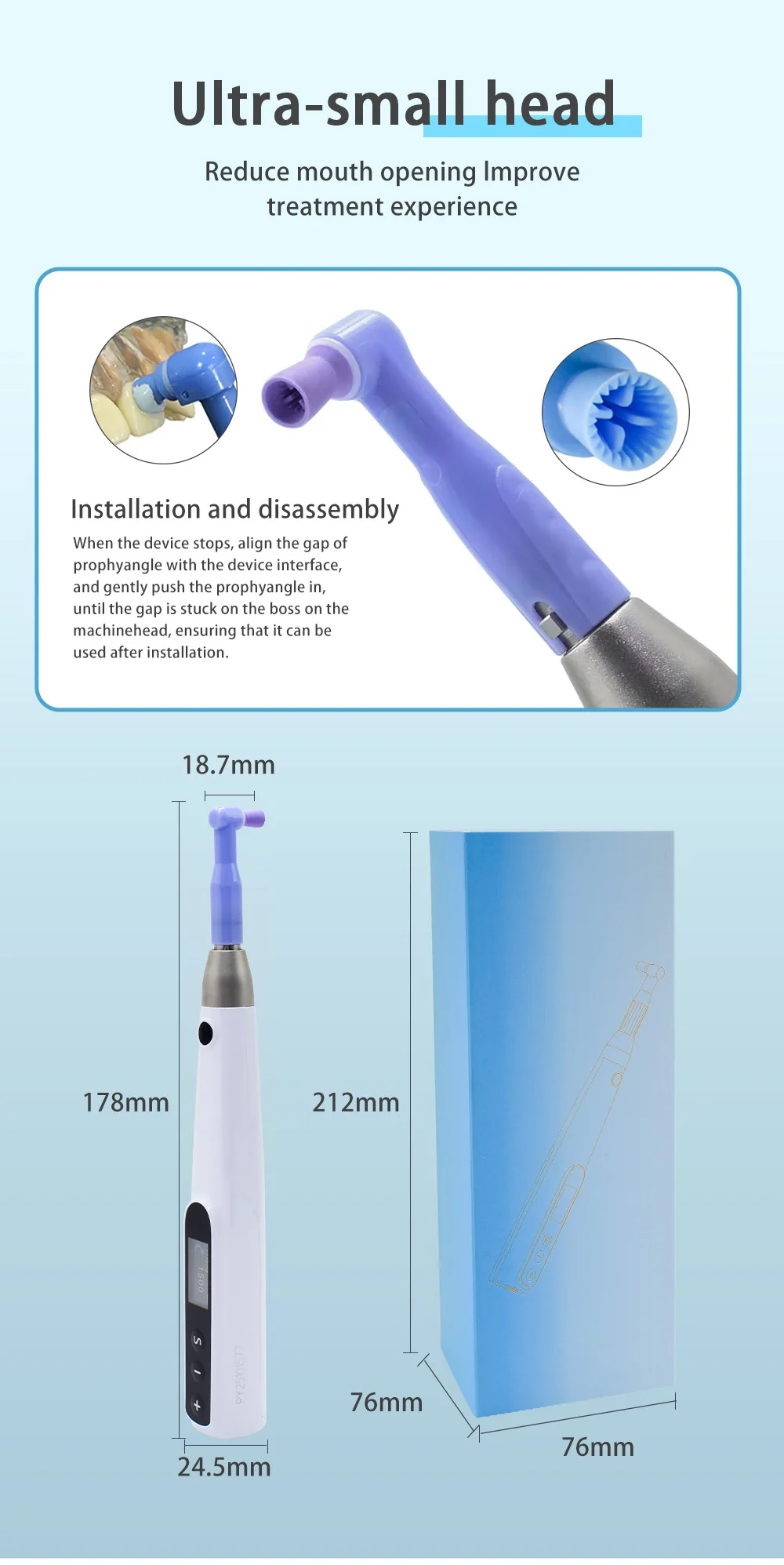 DEASIN Electric Wireless Dental Polishing Handpiece for Teeth Cleaning and Polishing Dental Polisher Prophy Motor