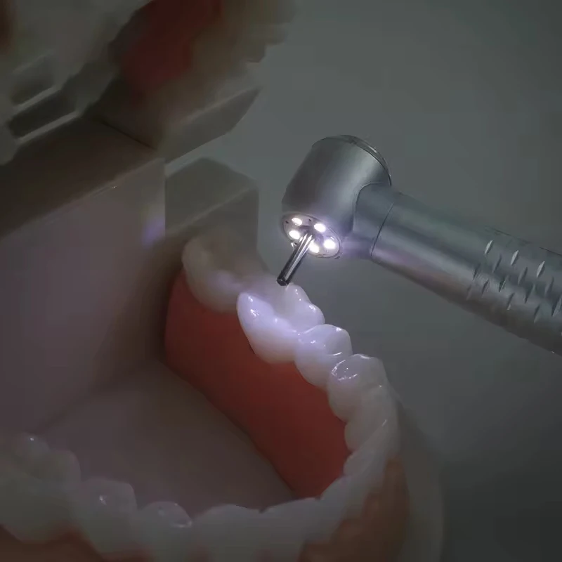 ASK Dental LED Handpiece E-generator Shadowless 5 LED/Ring High Speed Push Button Chuck Ceramic Bearing Low Noise Standard Head