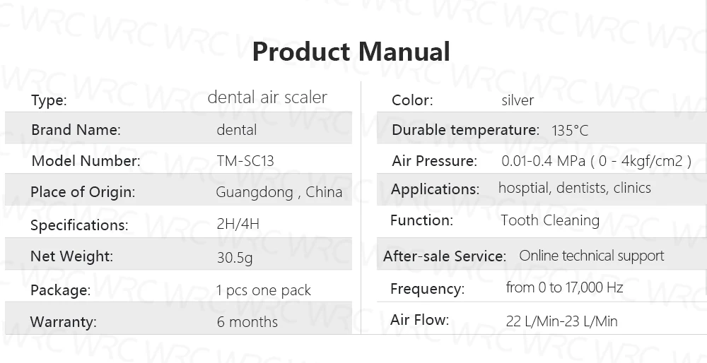 Dental Air Scaler Handpiece 2/4 Holes with G1 G2 G3 Tips 17000Hz Pneumatic Tooth Cleaning Tool for Dental Clinic Dentist Use