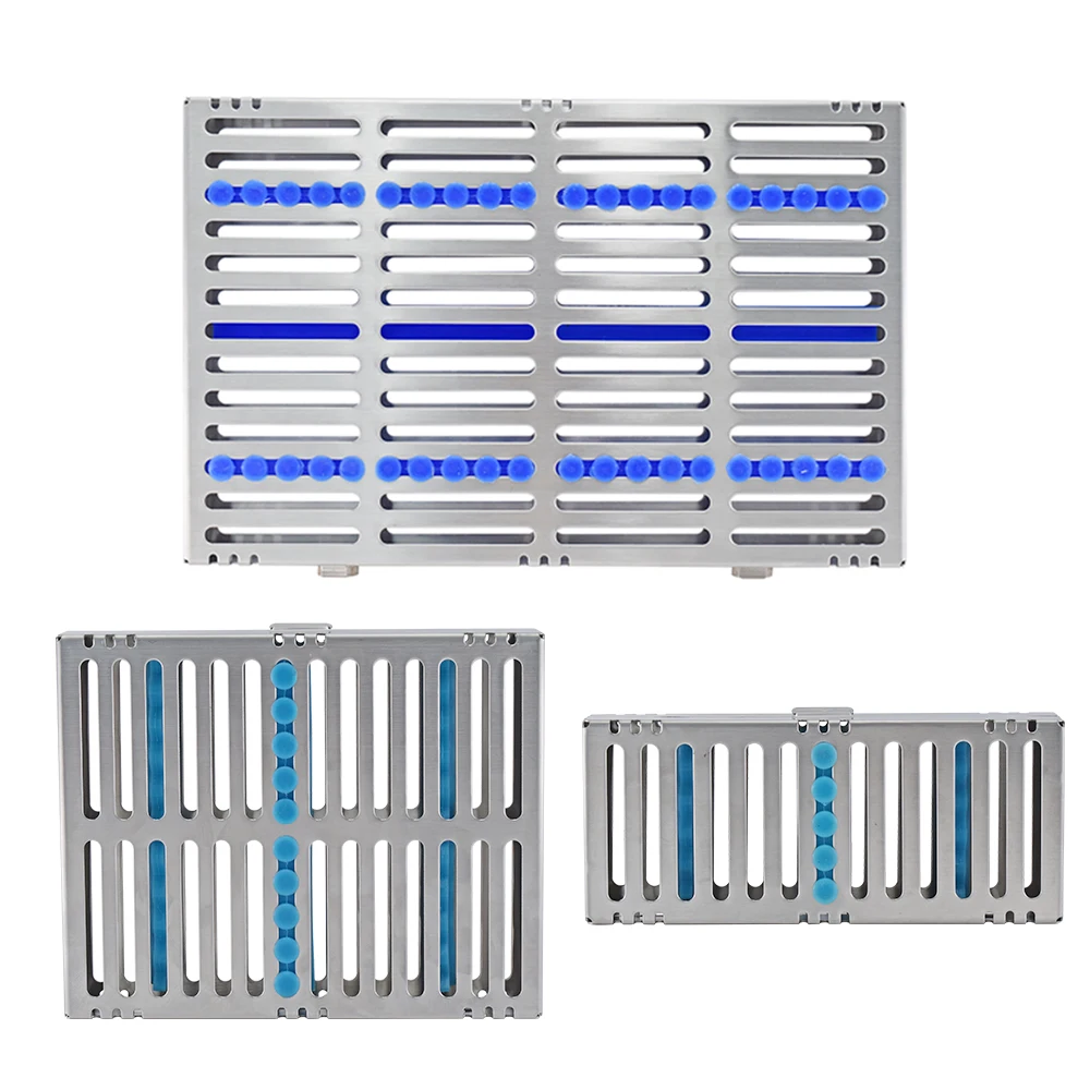 Stainless Steel Dental Autoclavable Surgical Sterilization Box Sterilization Rack Dental Cassette File Burs Disinfection Tray