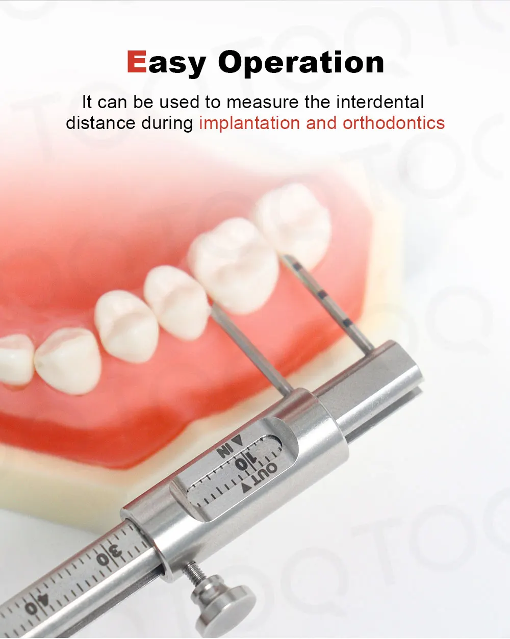 TOQ Dental Orthodontic Sliding Caliper Implant Measuring Gauge Ruler Double Scale Round 0-80mm Dentistry Instrument Products
