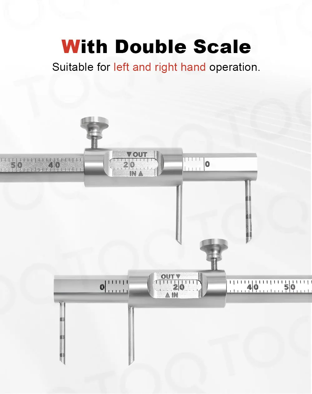 TOQ Dental Orthodontic Sliding Caliper Implant Measuring Gauge Ruler Double Scale Round 0-80mm Dentistry Instrument Products