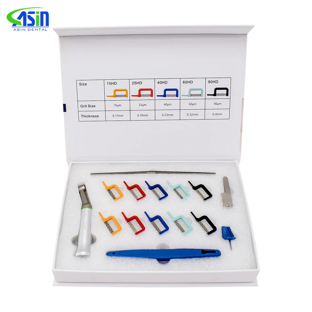 DEASIN 1 Set Dental Orthodontic Interproximal Enamel Reduction Kit IPR System Electric contra angle With 10 PCS Automatic Strip