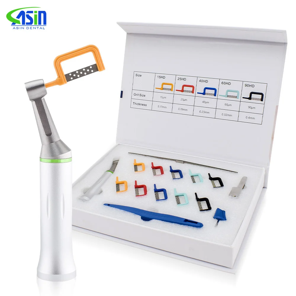 DEASIN 1 Set Dental Orthodontic Interproximal Enamel Reduction Kit IPR System Electric contra angle With 10 PCS Automatic Strip
