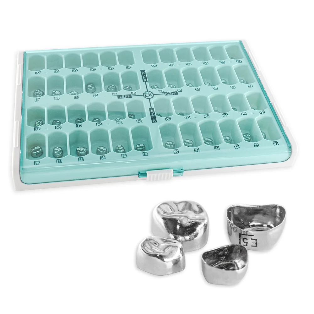 48/96 Pcs Preformed Stainless Steel Dental Temporary Crowns Primary Molar Crown Kit for Adults & Kids