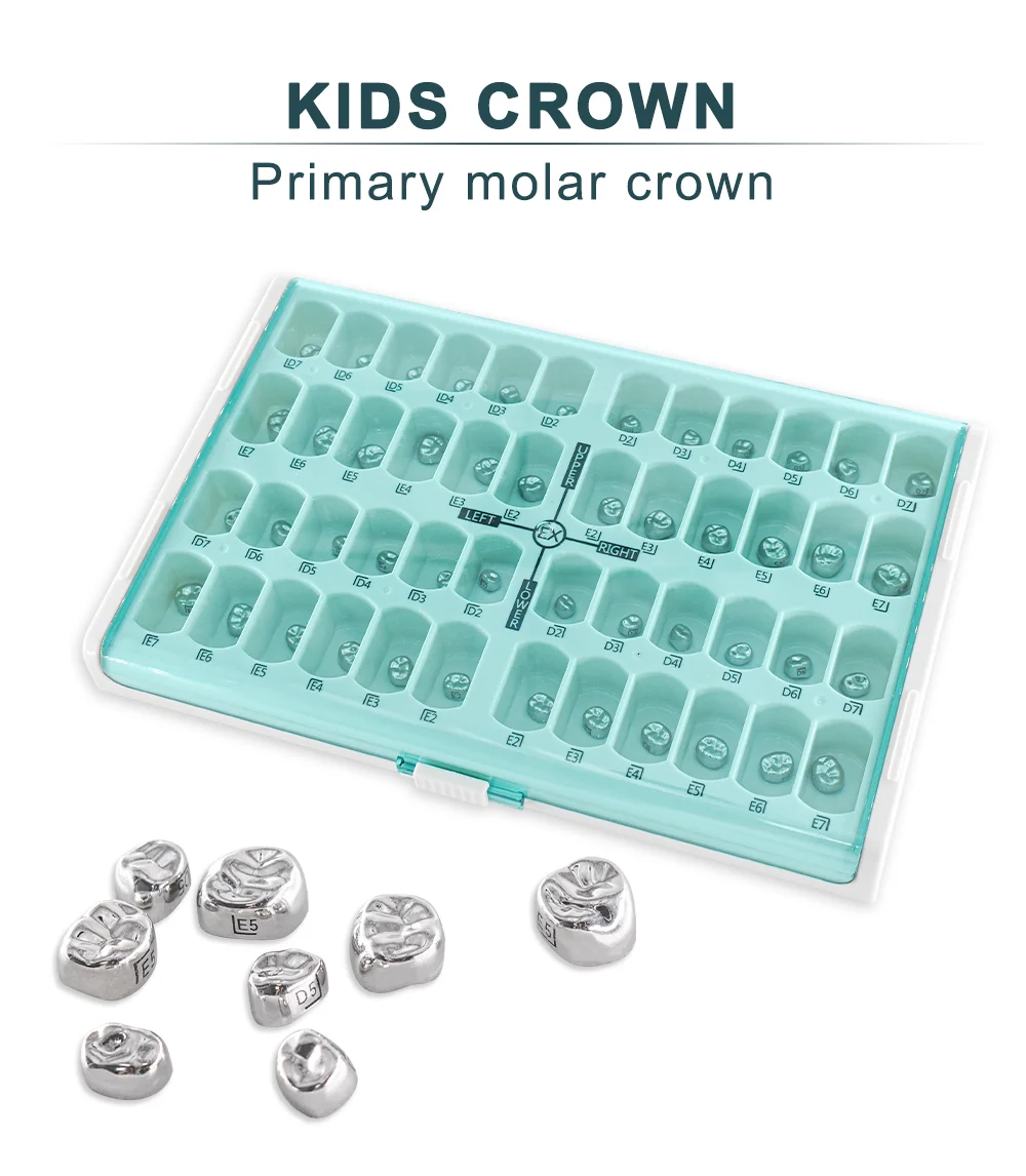 48/96 Pcs Preformed Stainless Steel Dental Temporary Crowns Primary Molar Crown Kit for Adults & Kids