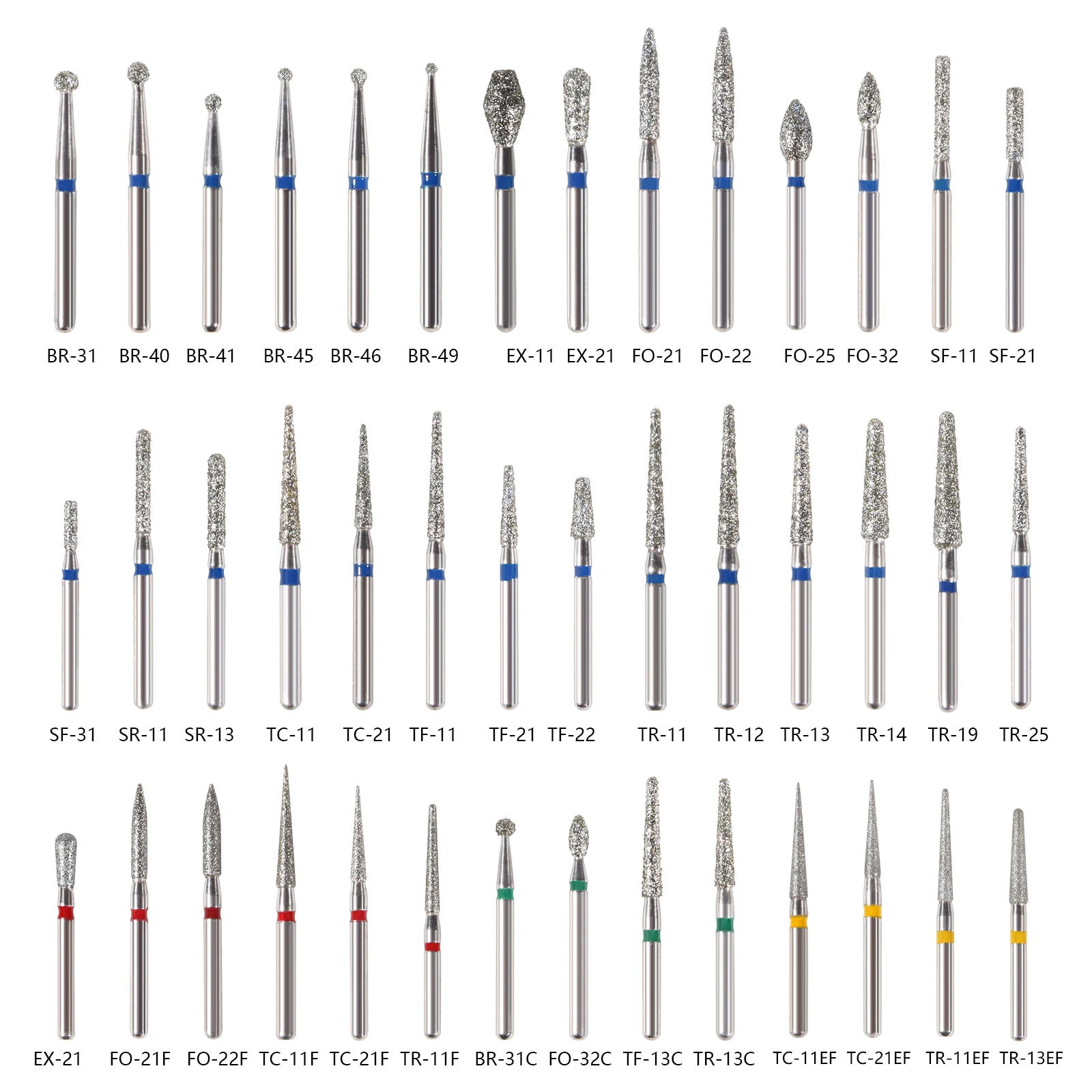 Dental Diamond Burs For High Speed Handpiece Friction Grip FG 1.6mm Bur 5Pcs/Box 42Types Polishing Teeth Whitening Tools