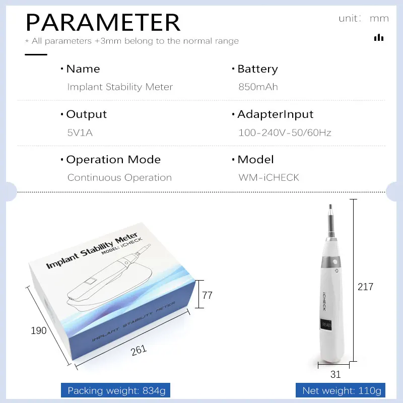 JUMTOP Dental Implant Monitor Oral Implant Stability Measurement Device Dentistry Detector Tools