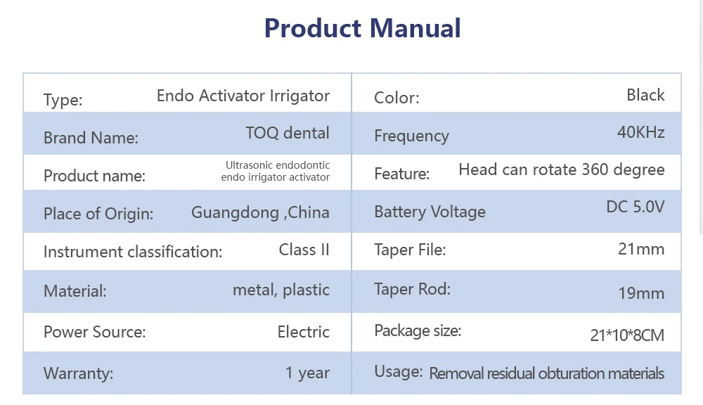 Dental Endo Ultra Activator Endo Irrigator Cordless Ultrasonic Activator With 6 Tips 40-50Khz 1500mAh For Endodontic Treatment