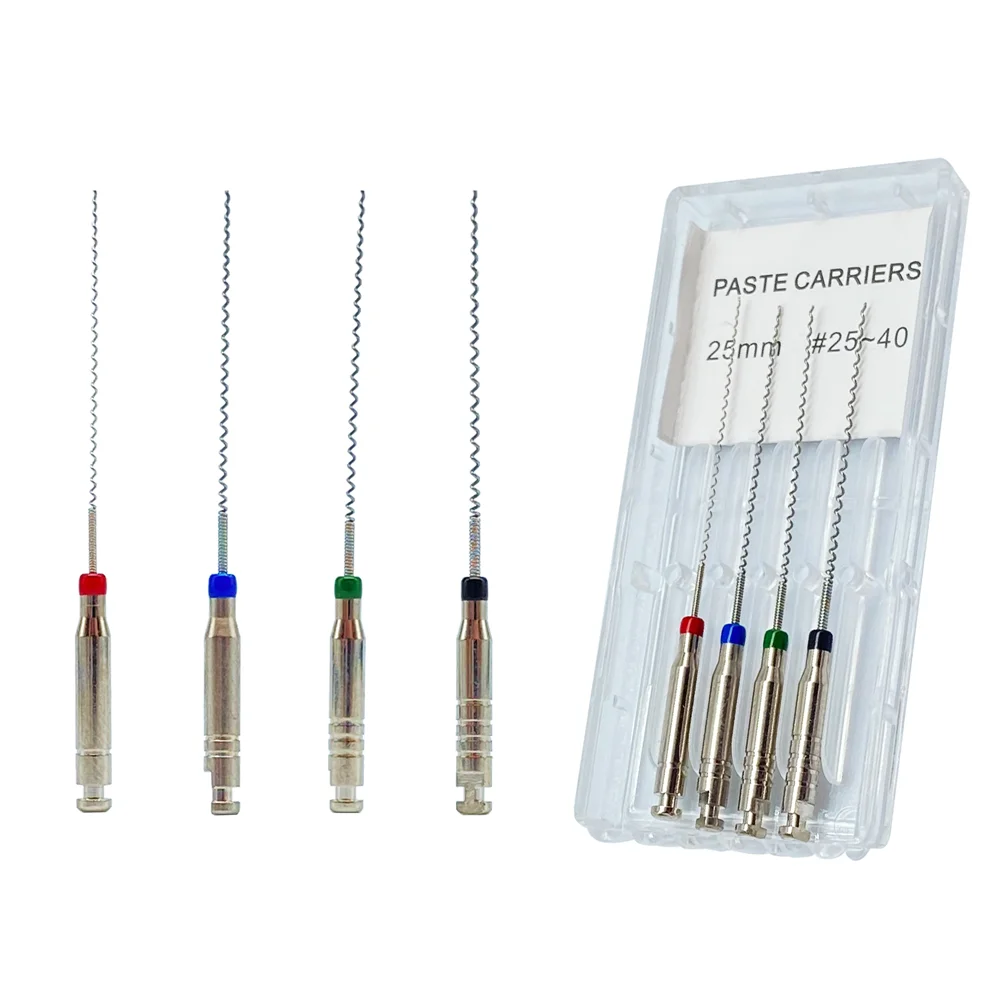 JUMTOP 4Pcs/Box Dental Rotary Paste Carriers Spiral Filler Lentulo Assorted Engine Filling Paste 21/25mm 25-40#