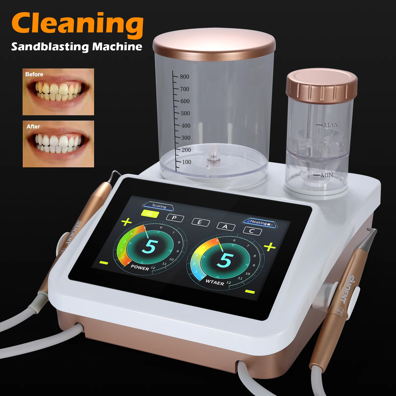 Dental Ultrasonic Scaler Air Polisher 2 in1 Periodontic Surgery Therapy System Woodpecker Style Scaler & Air Polisher Sandblast
