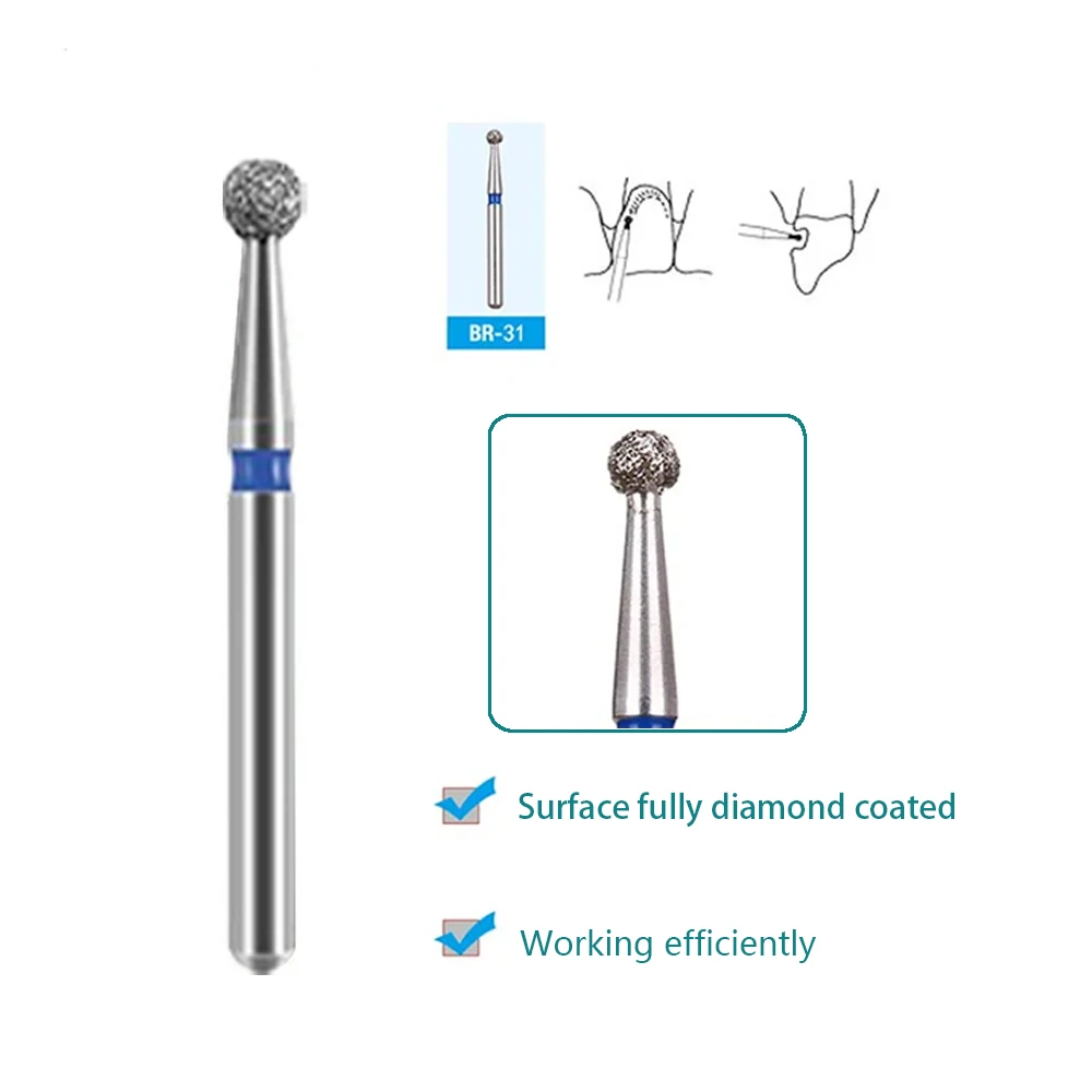 JUMTOP 10pcs Dental Diamond Burs Drill for High Speed Handpiece Dentist Burs FG Series Dia.1.6mm Dental Lab Polishing Tools