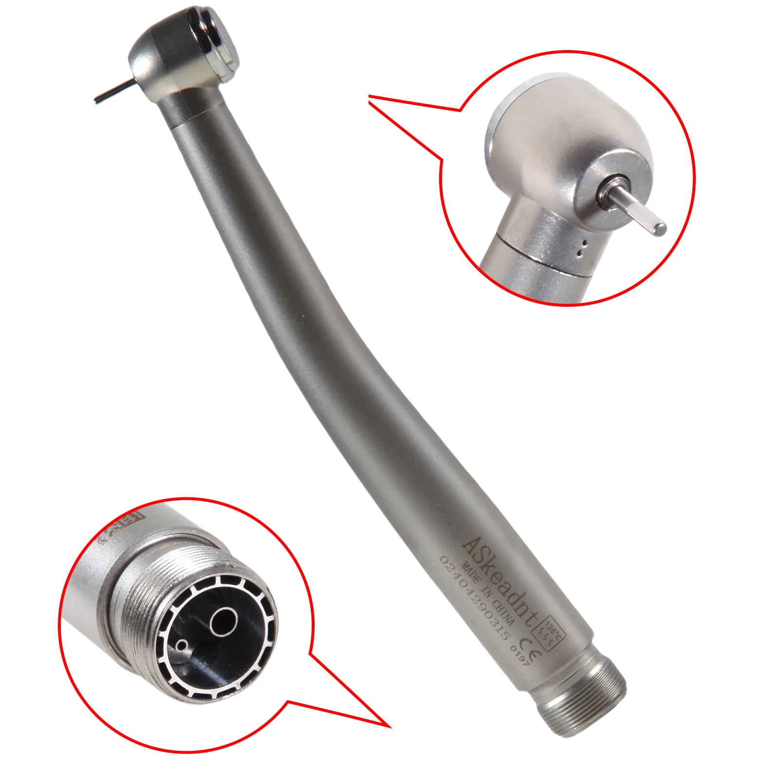 ASK Dental LED E-generator/No LED High Speed Handpiece 2Hole/4Hole Low Noise Torque Head Triple Water Spray Stainless fit NSK
