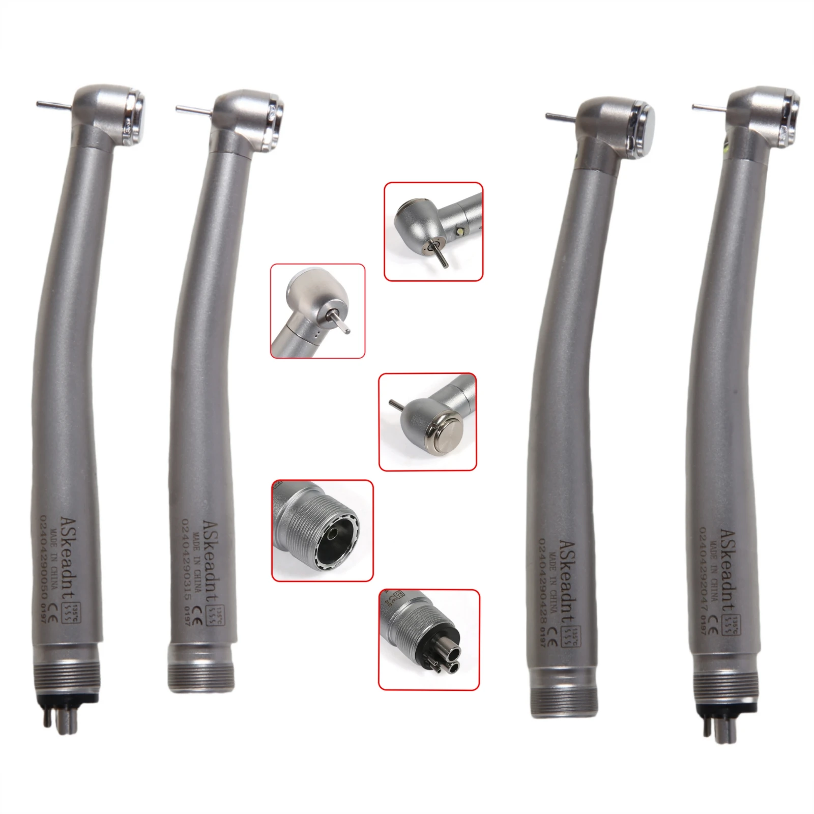 ASK Dental LED E-generator/No LED High Speed Handpiece 2Hole/4Hole Low Noise Torque Head Triple Water Spray Stainless fit NSK