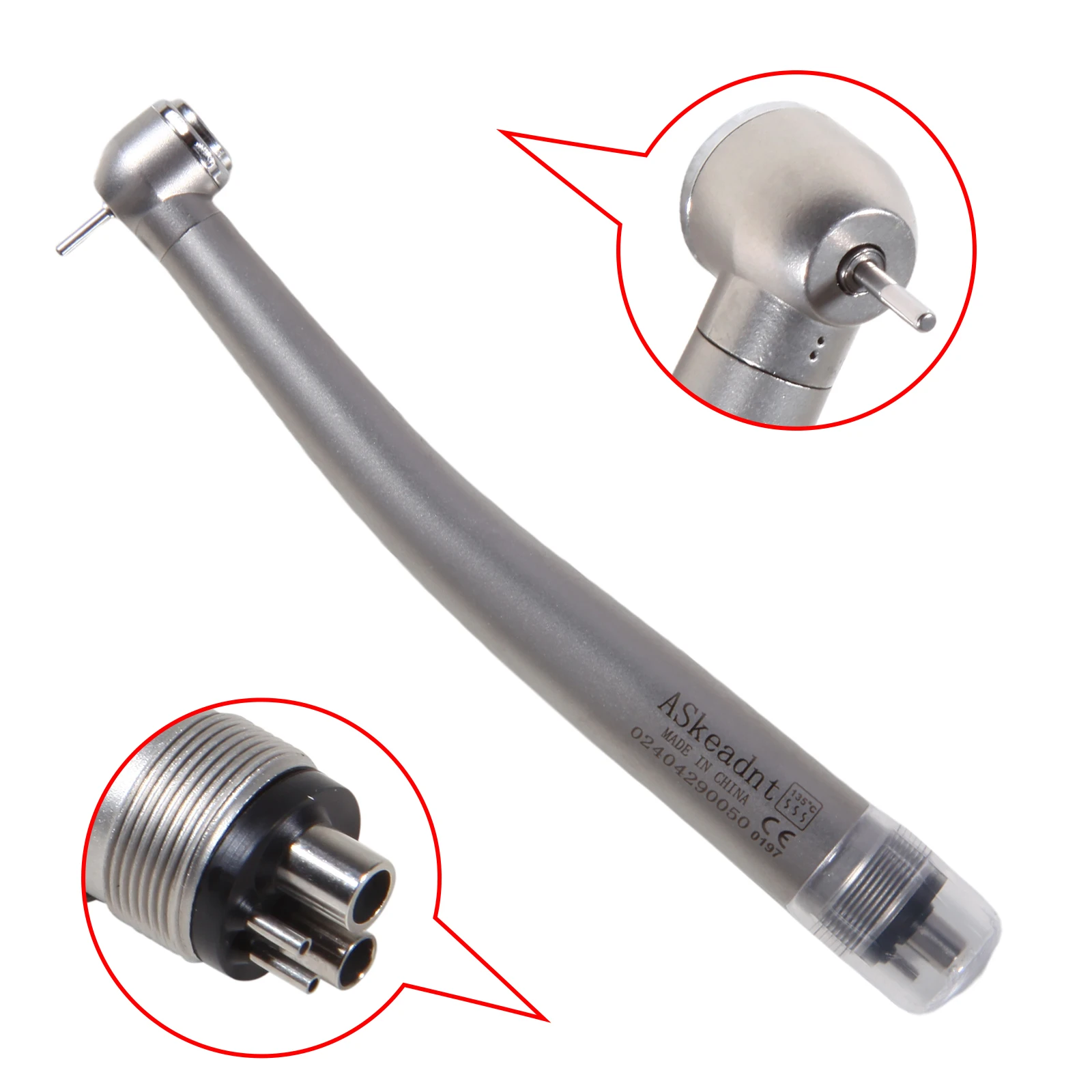 ASK Dental LED E-generator/No LED High Speed Handpiece 2Hole/4Hole Low Noise Torque Head Triple Water Spray Stainless fit NSK