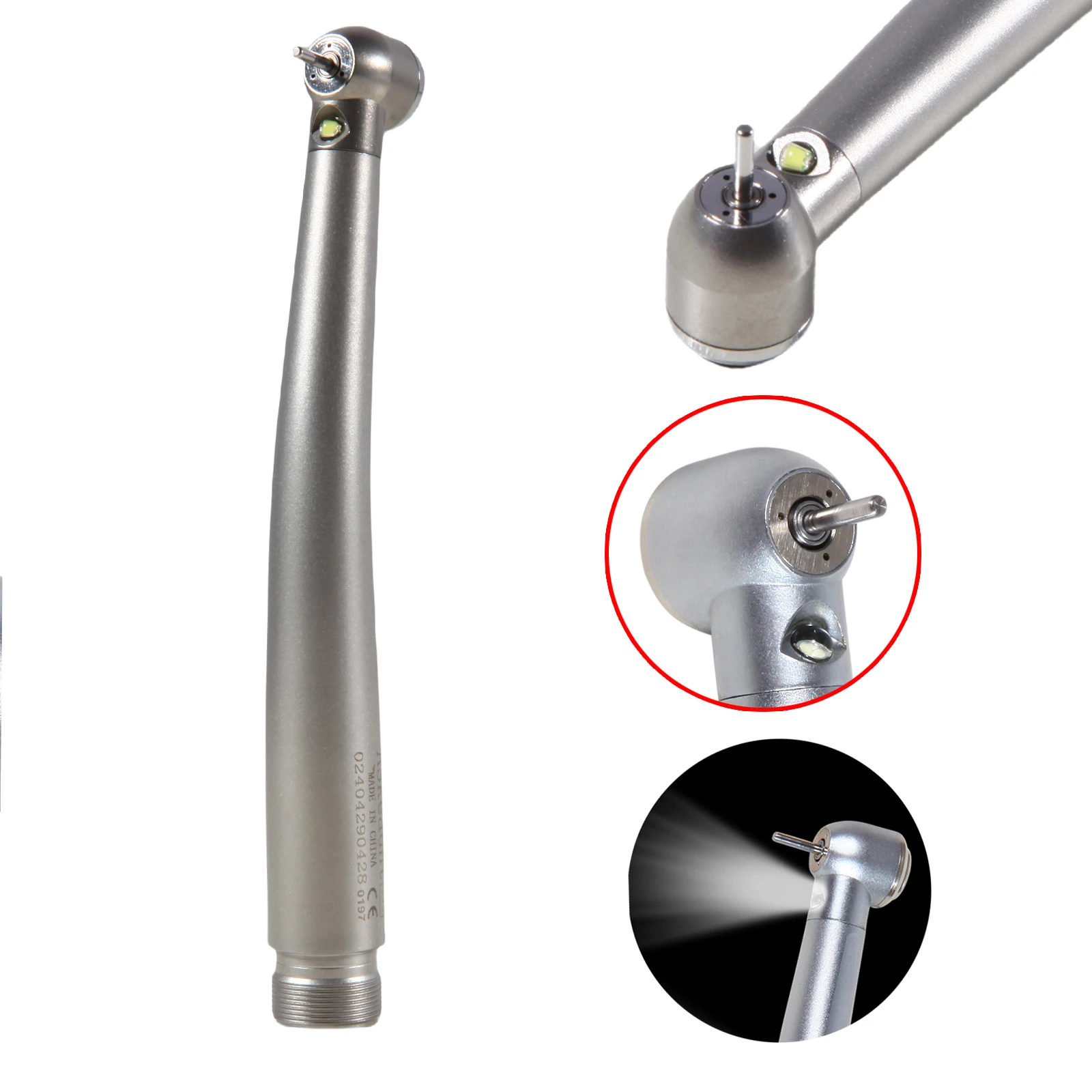 ASK Dental LED E-generator/No LED High Speed Handpiece 2Hole/4Hole Low Noise Torque Head Triple Water Spray Stainless fit NSK