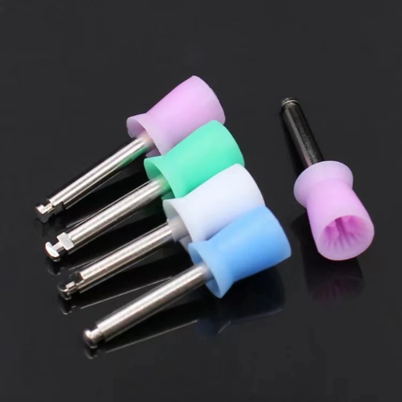 100Pcs Dental Prophy Cup Latch Type Disposable Rubber Tooth Polishing Cup for Low Speed Contra Angle Handpiece