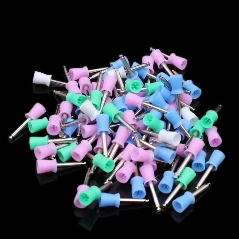 100Pcs Dental Prophy Cup Latch Type Disposable Rubber Tooth Polishing Cup for Low Speed Contra Angle Handpiece