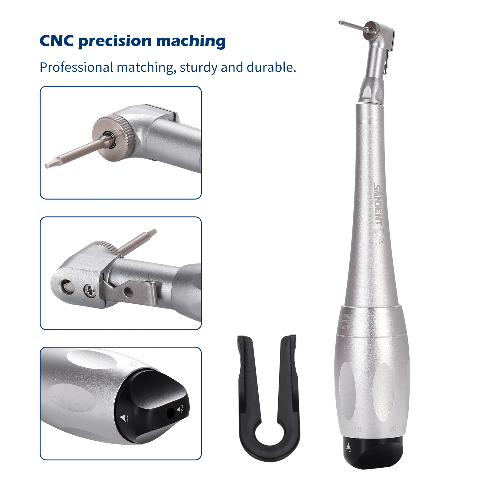 Universal Dental Torque Wrench Universal Implant Wrench Contra Angle Latch-Type Head Design 12 Drivers Precise Torque Tool