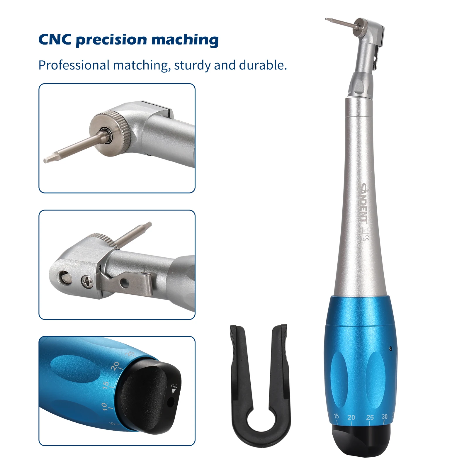 Universal Dental Torque Wrench Universal Implant Wrench Contra Angle Latch-Type Head Design 12 Drivers Precise Torque Tool