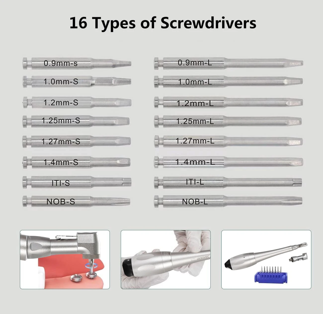 Universal Dental Torque Wrench Universal Implant Wrench Contra Angle Latch-Type Head Design 12 Drivers Precise Torque Tool