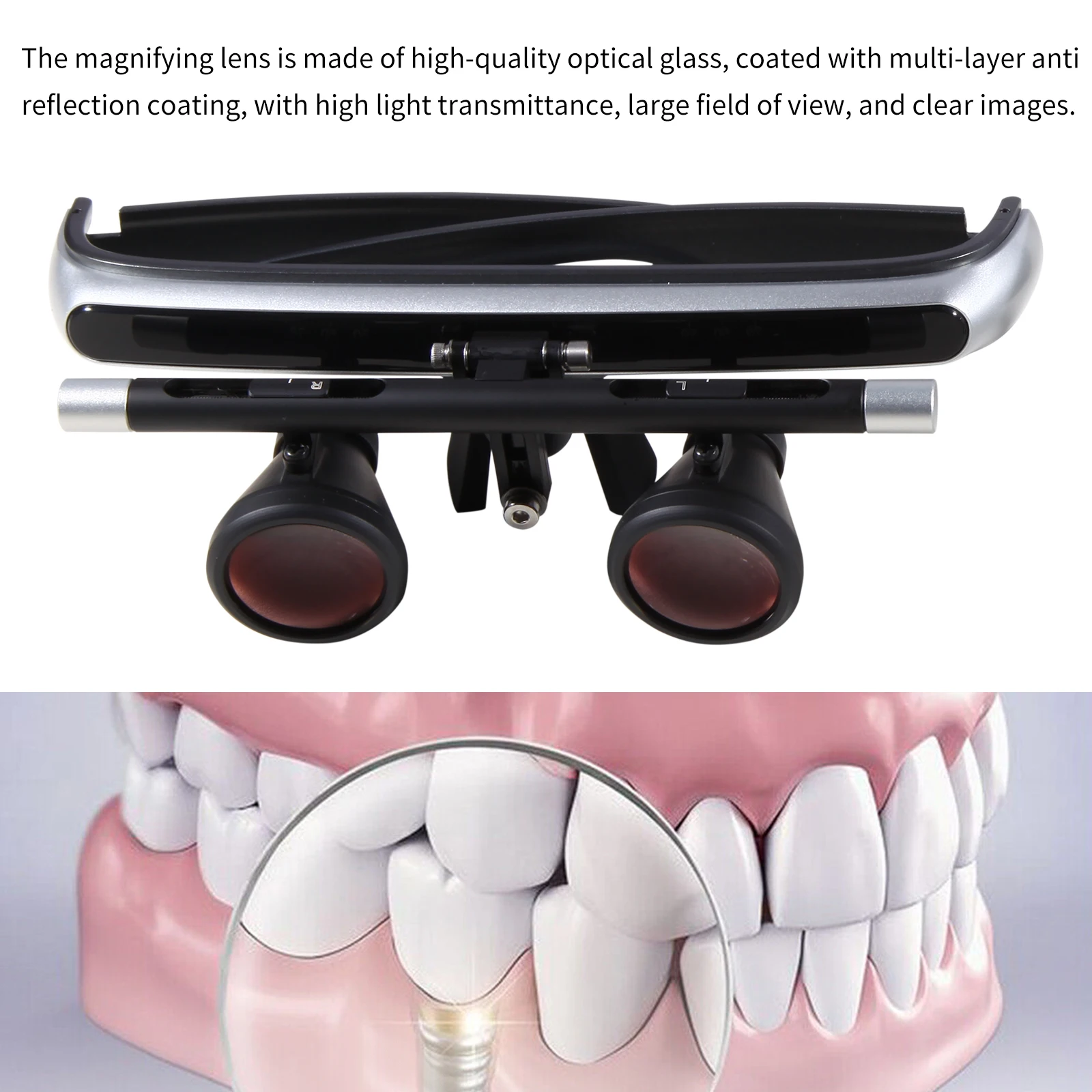2.5/3x Dental Surgical Binocular Loupes Headband Magnifier 0°- 82° adjustment