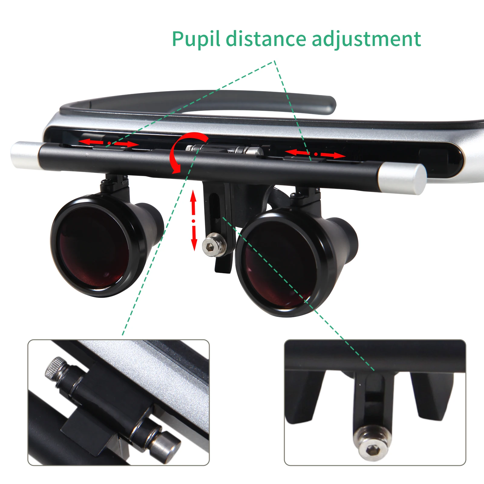 2.5/3x Dental Surgical Binocular Loupes Headband Magnifier 0°- 82° adjustment