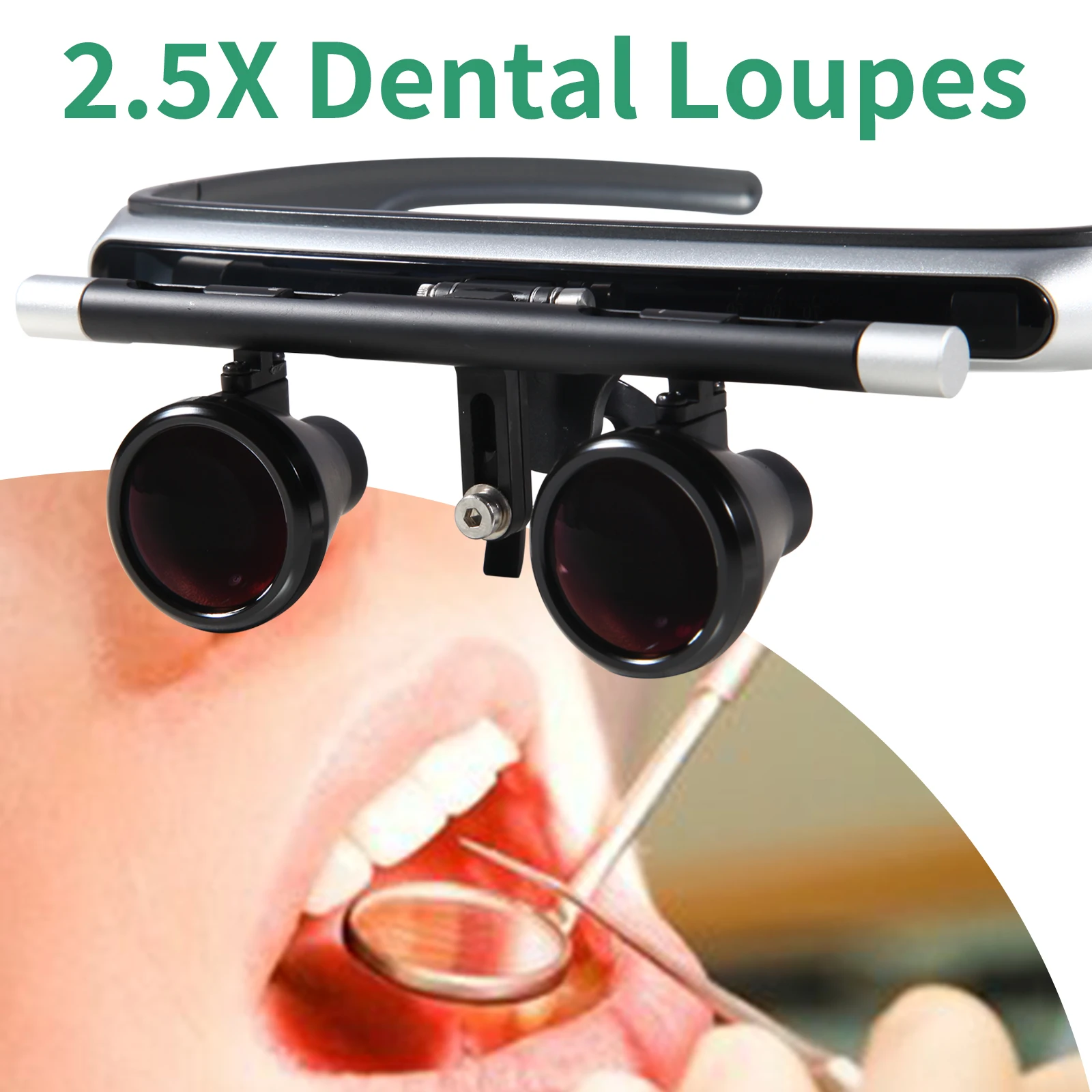 2.5/3x Dental Surgical Binocular Loupes Headband Magnifier 0°- 82° adjustment