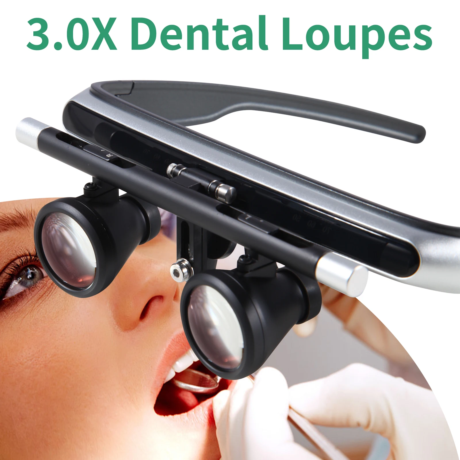 2.5/3x Dental Surgical Binocular Loupes Headband Magnifier 0°- 82° adjustment