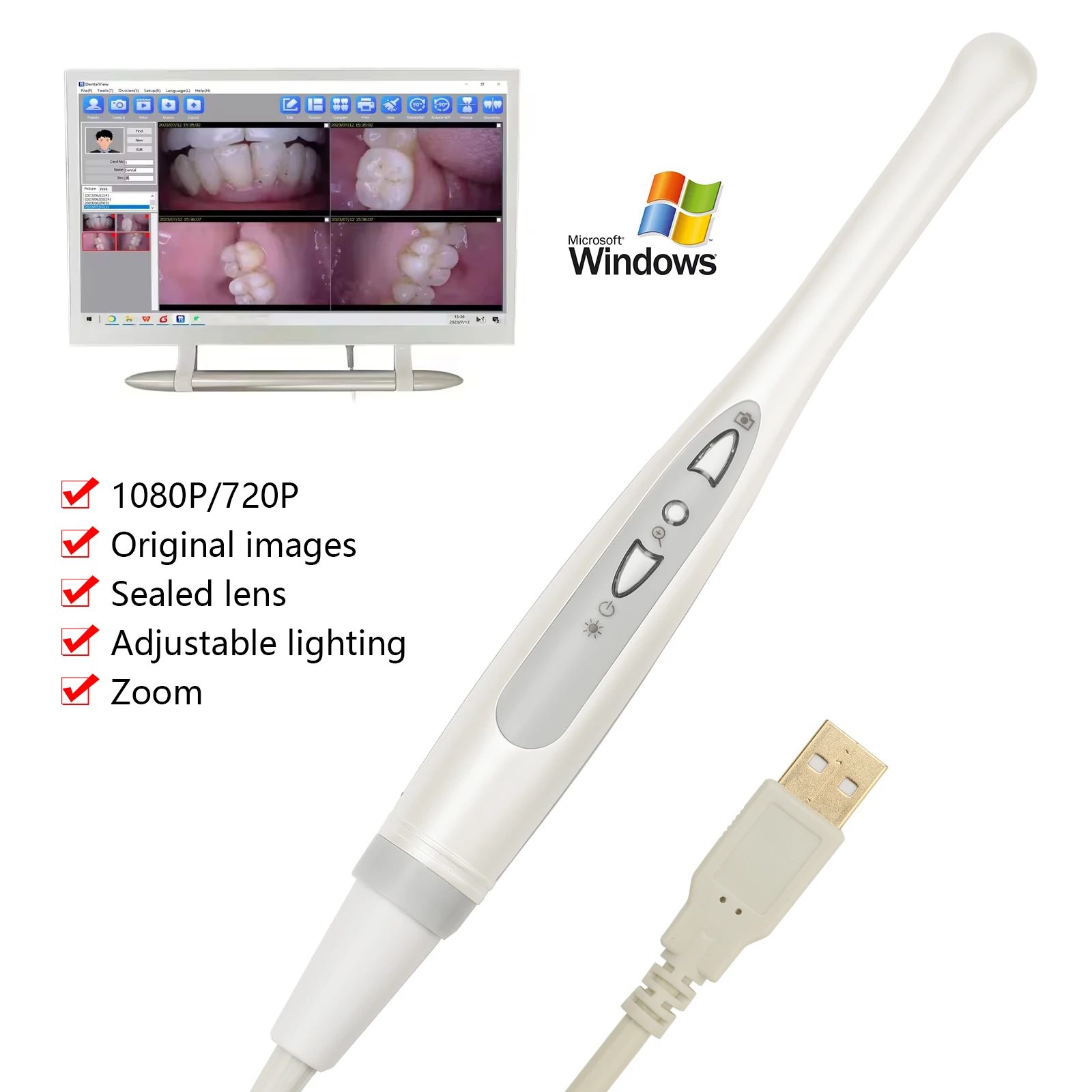 Dental Intraoral Camera USB Digital Imaging Intra Oral 1080P HD Camera 12 LED light Compatible with Win XP/7/8/10/11 for Dentist