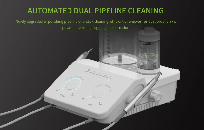 Dental LED Ultrasonic Scaler 2IN1+Air Polisher Sandblasting Ultrasonic Periodontal Therapy System Hygiene Prophy Jet DQ40