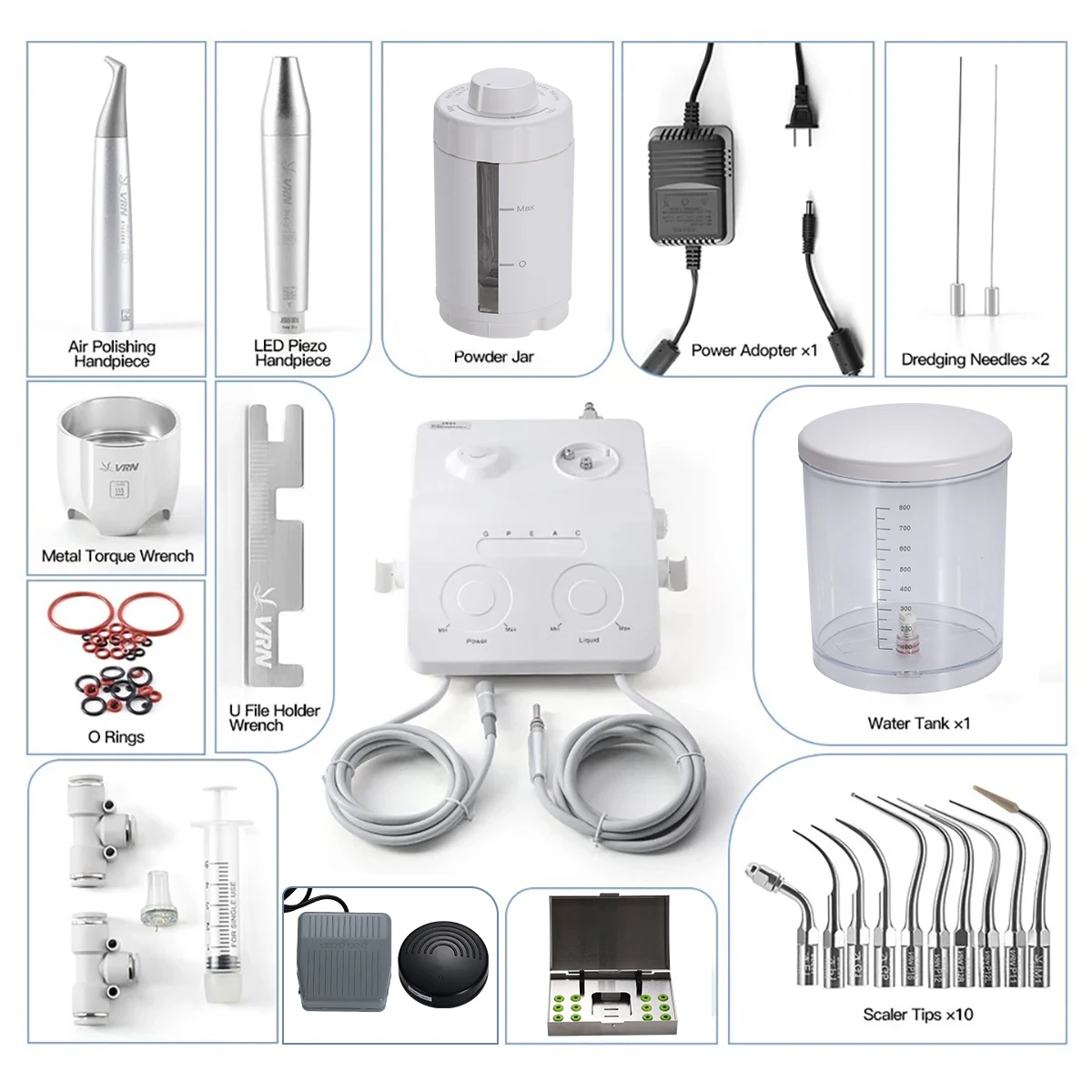 Dental LED Ultrasonic Scaler 2IN1+Air Polisher Sandblasting Ultrasonic Periodontal Therapy System Hygiene Prophy Jet DQ40