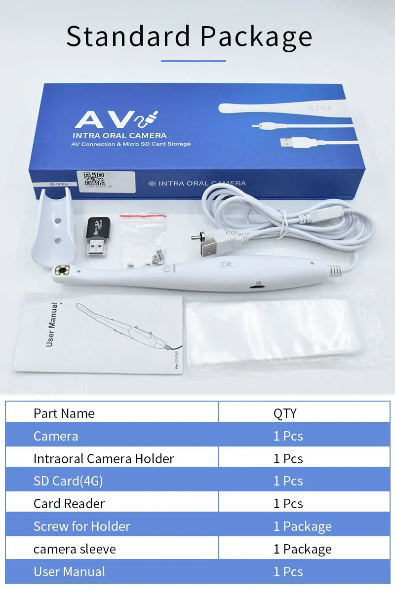 JUMTOP Dental Intraoral Camera Visual Oral Examination Camera With 6 LED Lights Teeth Detecting Instruments