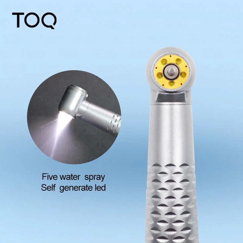 Dental High Speed Handpiece with 5 LED Light 5 Water Spray Shadowless Air Turbine Push Button High Speed Dental Drilling Tool