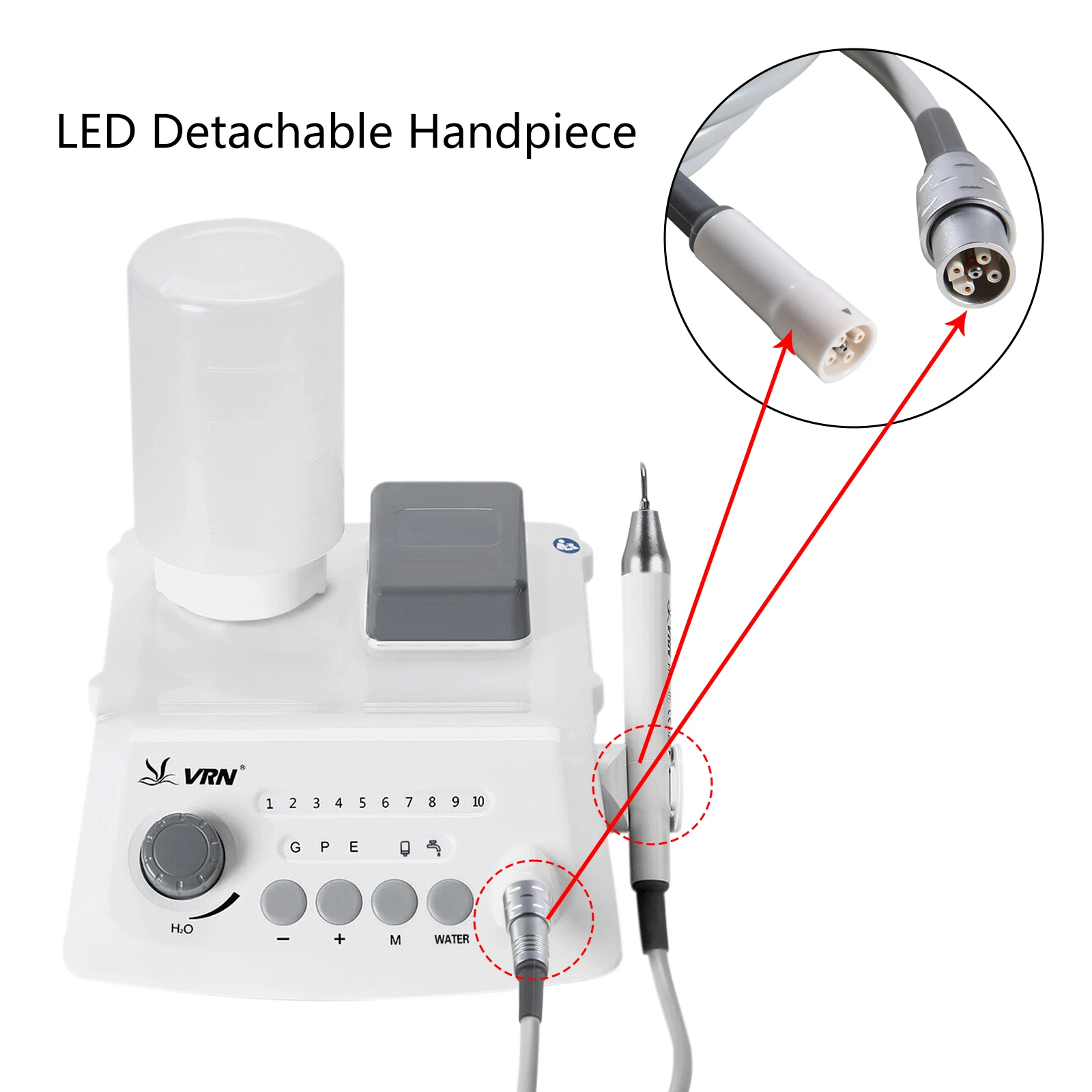 Dental Ultrasonic Piezo Scaler LED Detachable Handpiece Fit VRN EMS/ Woodpecker / Dentistry Auto-water Supply System 1000ML