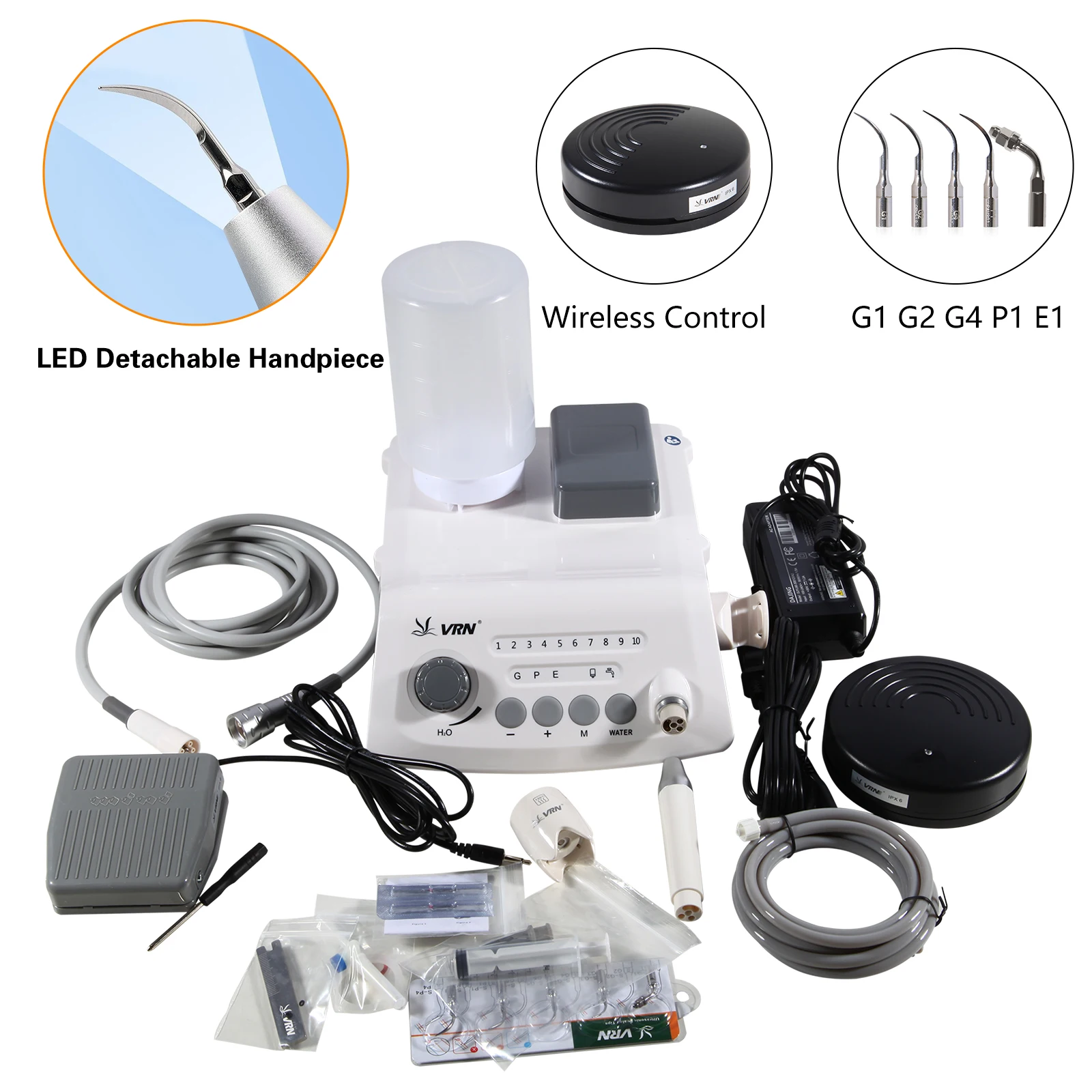 Dental Ultrasonic Piezo Scaler LED Detachable Handpiece Fit VRN EMS/ Woodpecker / Dentistry Auto-water Supply System 1000ML