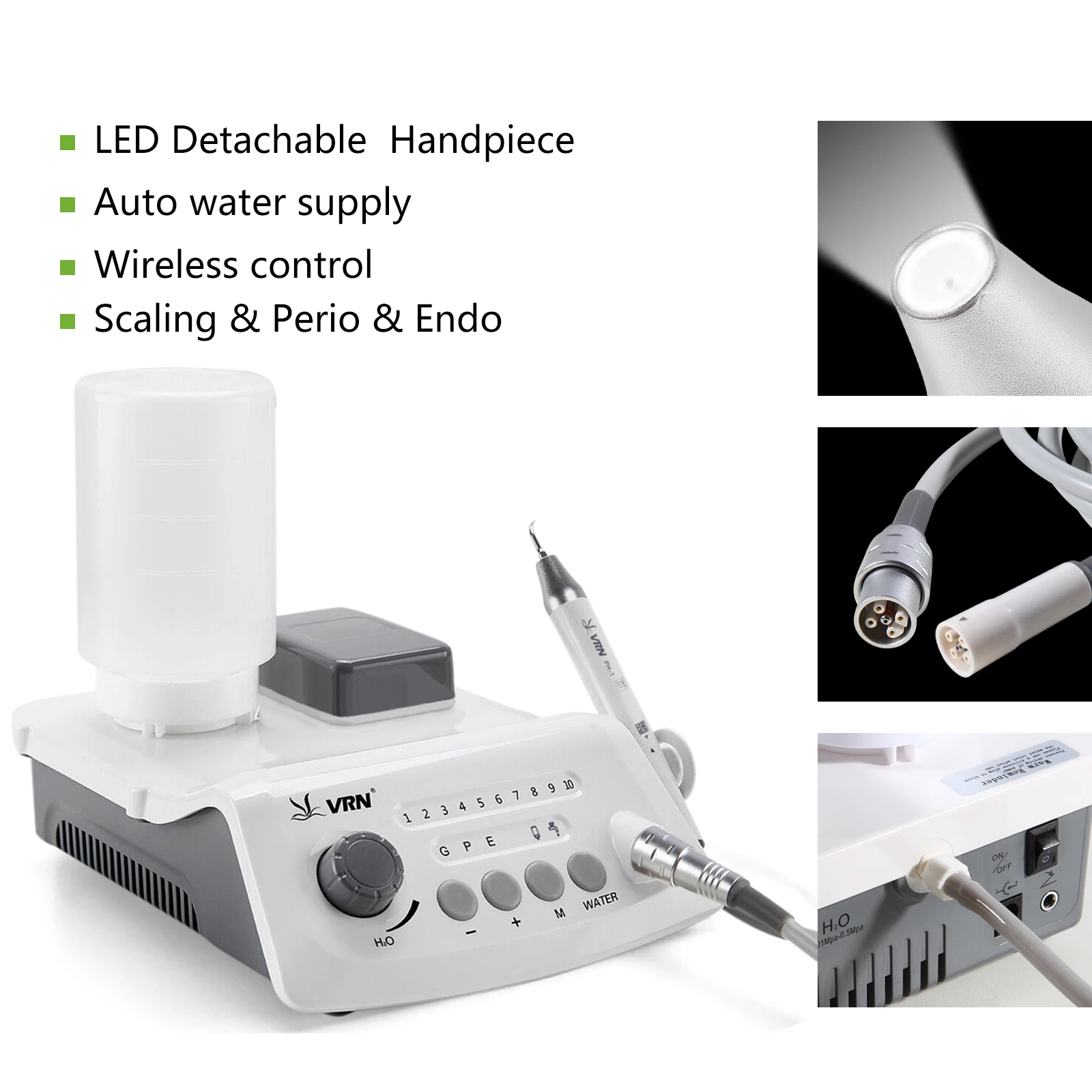 Dental Ultrasonic Piezo Scaler LED Detachable Handpiece Fit VRN EMS/ Woodpecker / Dentistry Auto-water Supply System 1000ML