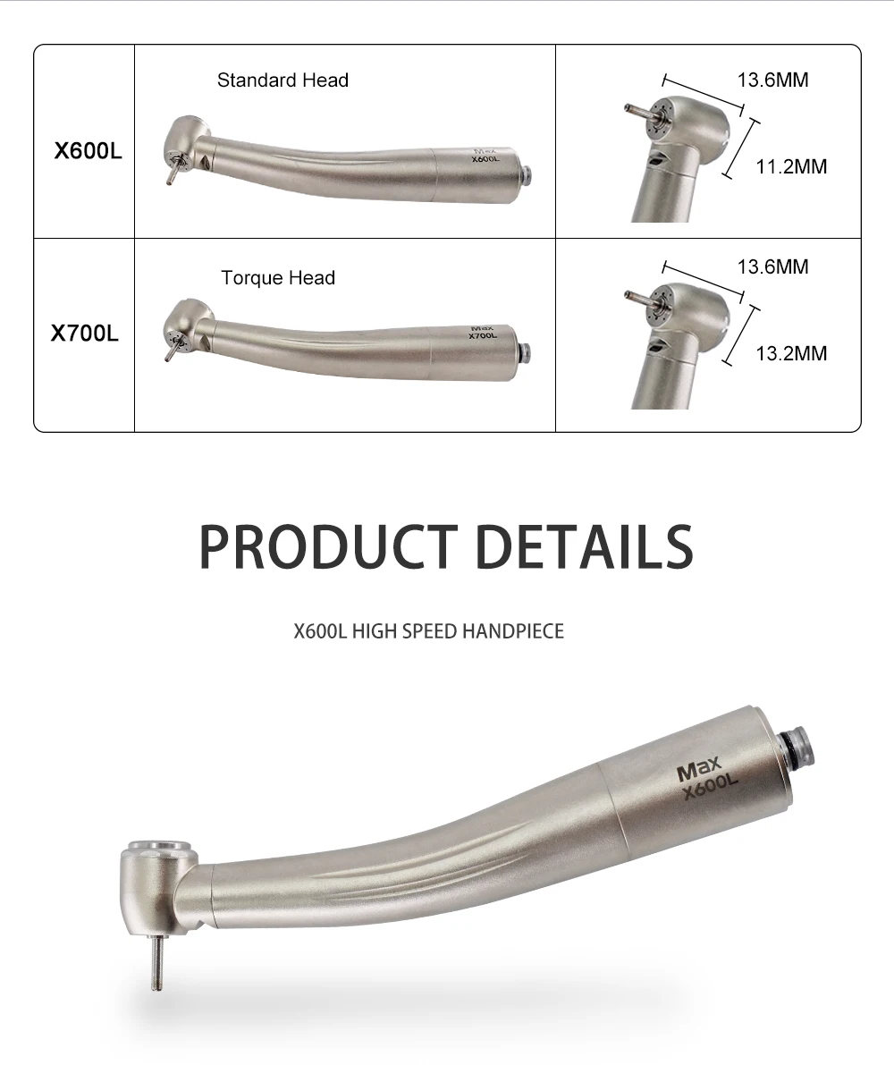 Dental Air turbine handpiece With Optic Fiber X600L/X700L high speed hand piece for dentist repair