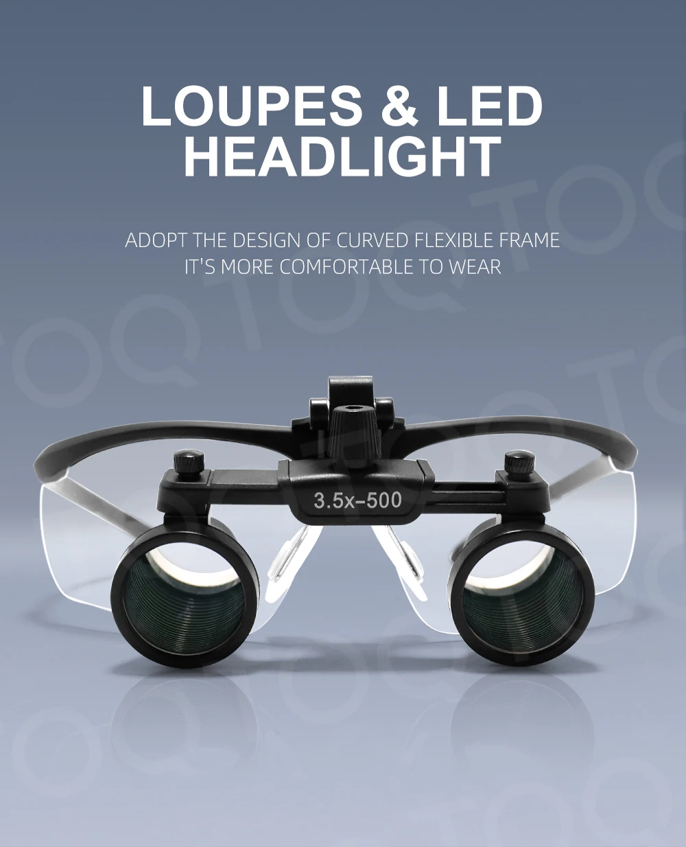 TOQ 2.5X 3.5X Binocular Dental Loupes Set with Rechargeable LED Headlight Portable Surgical Magnifying Glass Dental Lab Medical