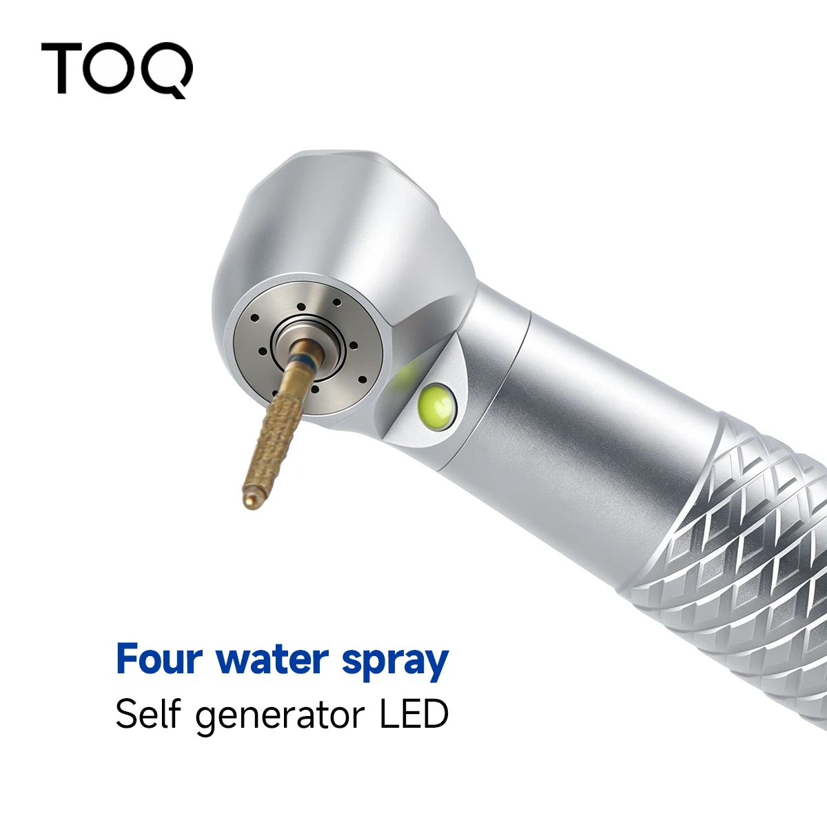 TOQ Dental High‑Speed Handpiece With Self‑powered E‑Generator LED Light Air Turbine Push Button Triple Water Spray 2 Holes