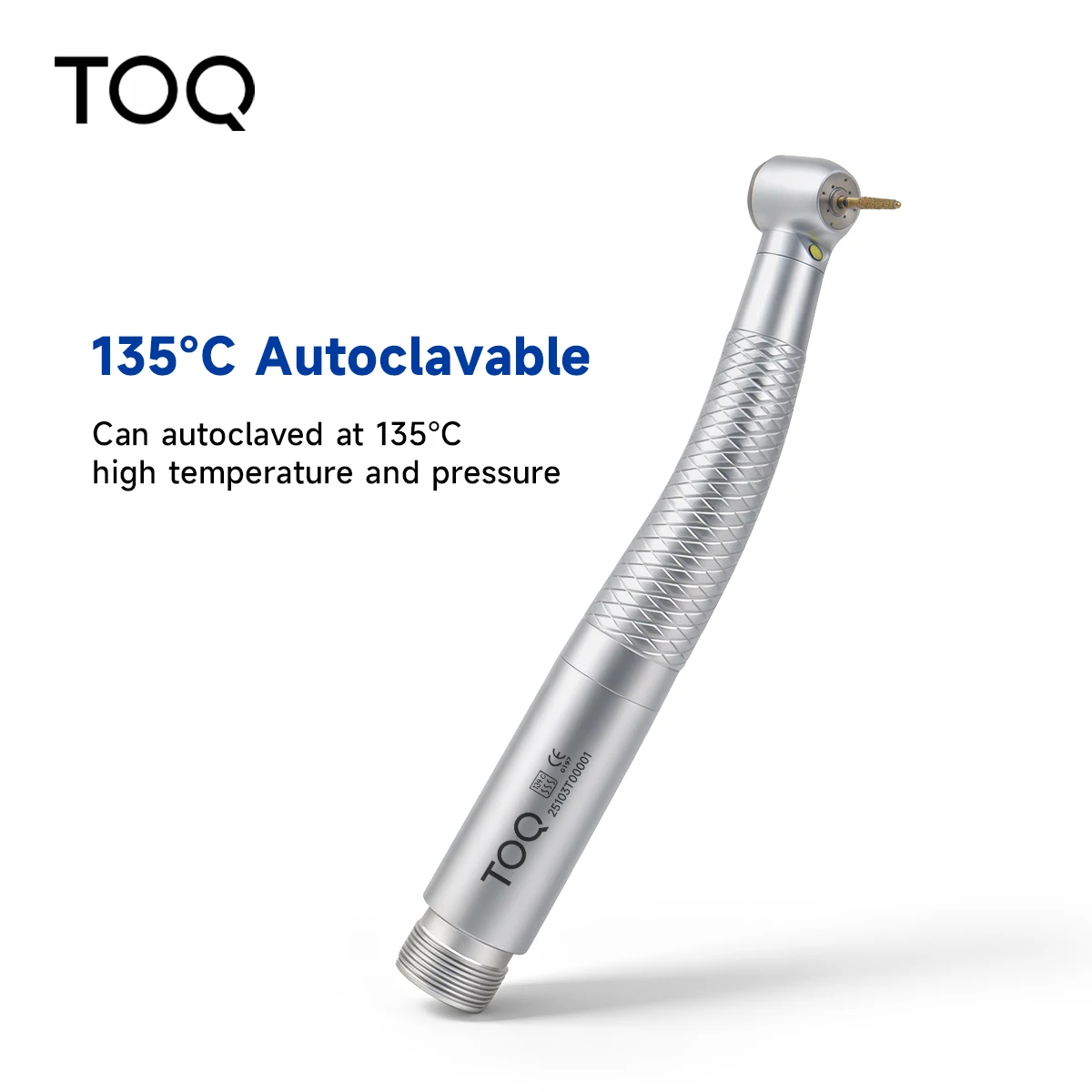 TOQ Dental High‑Speed Handpiece With Self‑powered E‑Generator LED Light Air Turbine Push Button Triple Water Spray 2 Holes