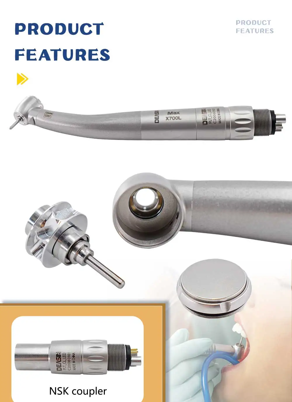 Dental Clinical Handpiece With LED Fiber Optic Technology Air Turbine Essential Tool For Dentists Treatment Patients Dentistry