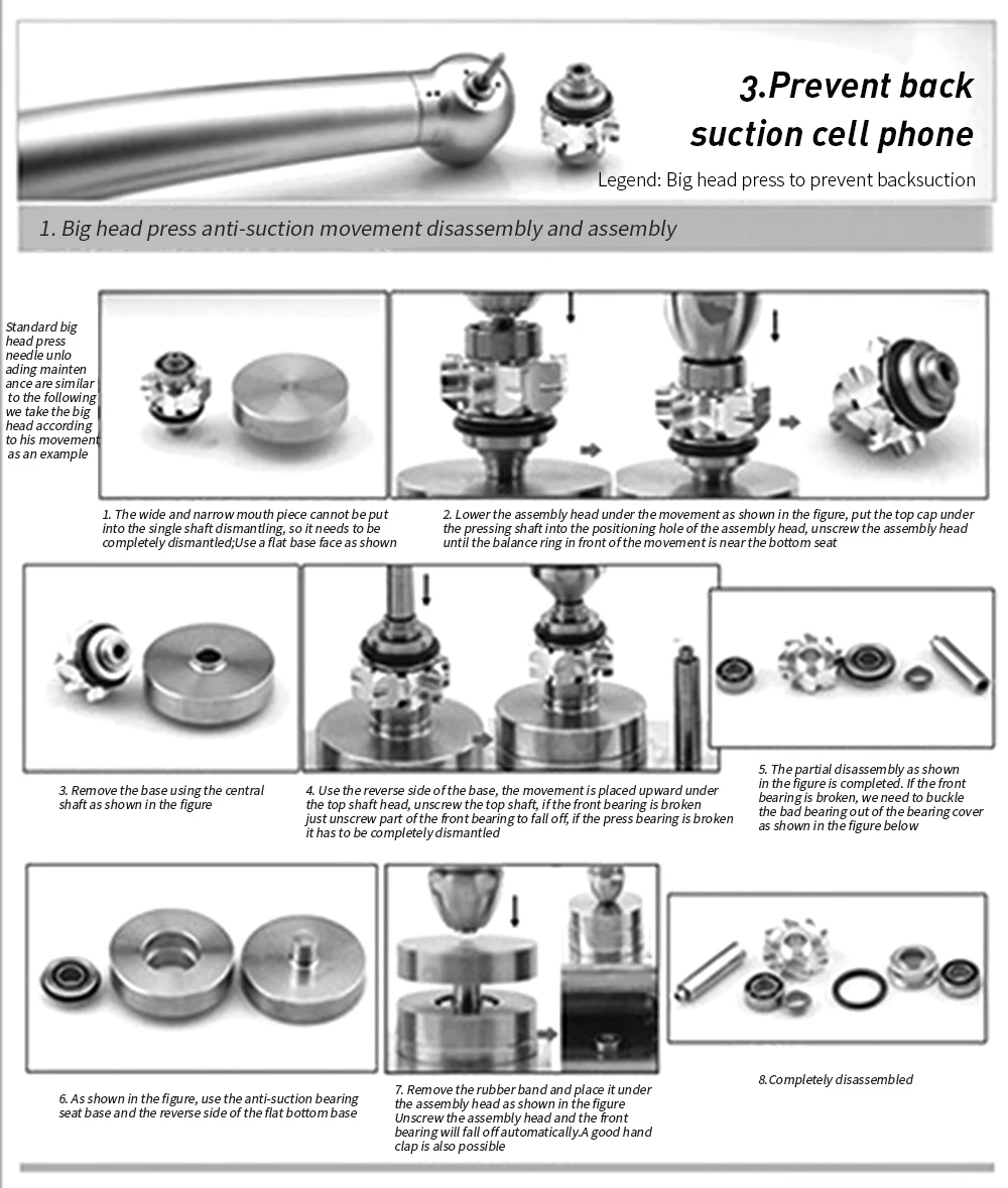 Dental Professional Tool Handpiece Repair Tool Bearing Removal Chuck Standard Torque Mini Lab Repair Kit Air Turbine
