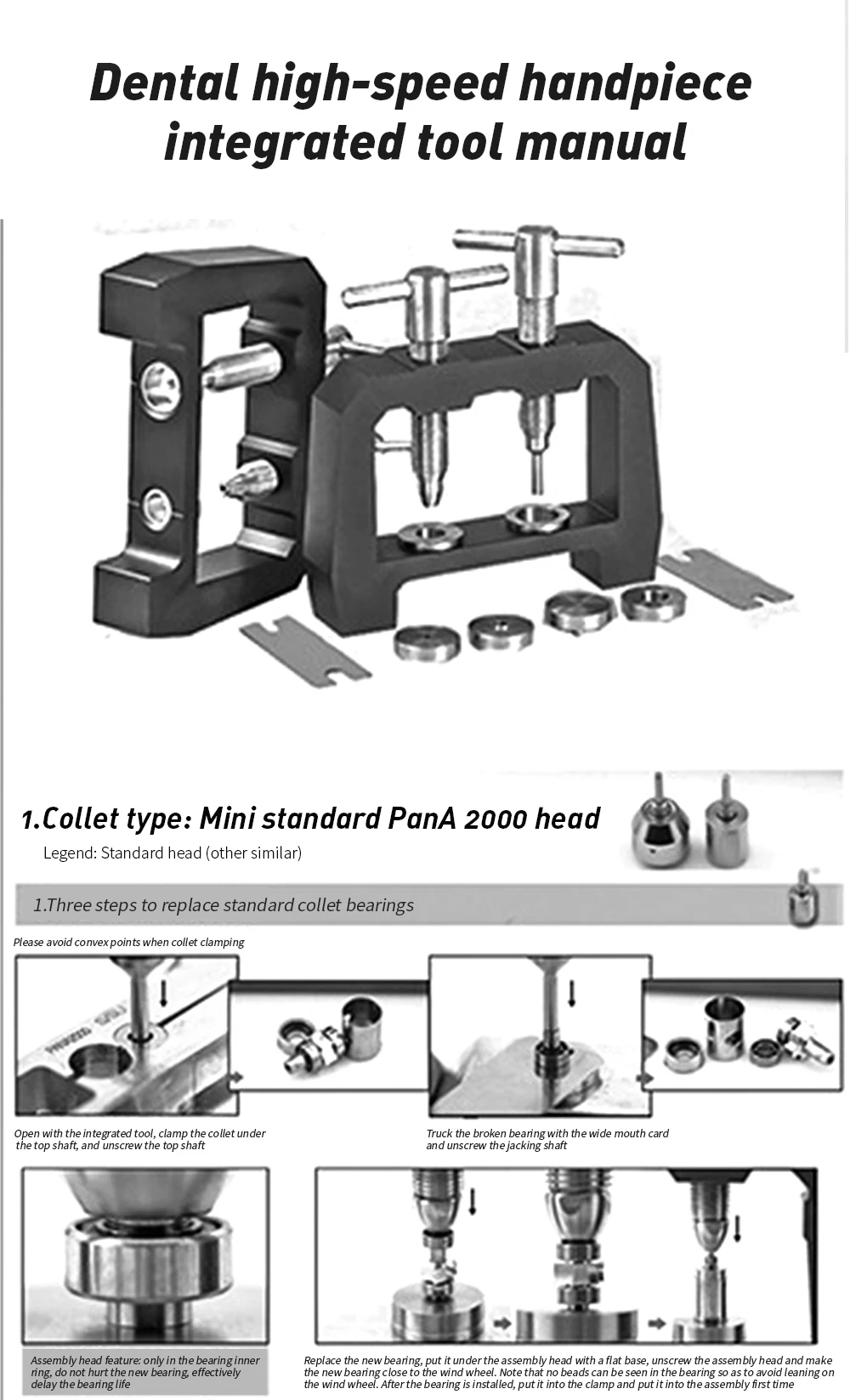 Dental Professional Tool Handpiece Repair Tool Bearing Removal Chuck Standard Torque Mini Lab Repair Kit Air Turbine