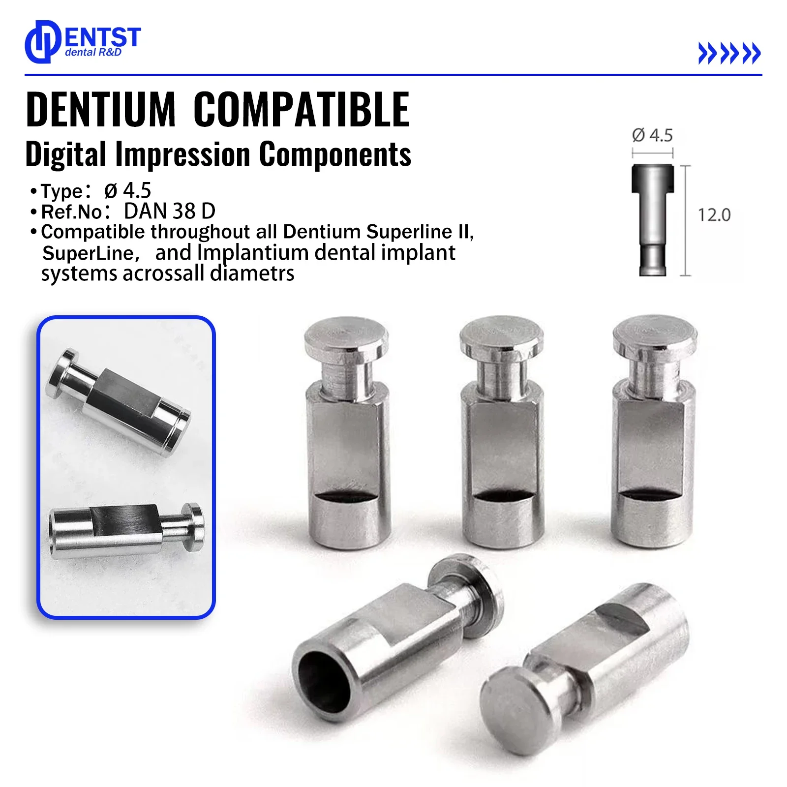 OSSTEM Dental Accessories Analog Plaster Fixture Open Tray Closed Rod Transfer Coping Abutments for DENTIUM