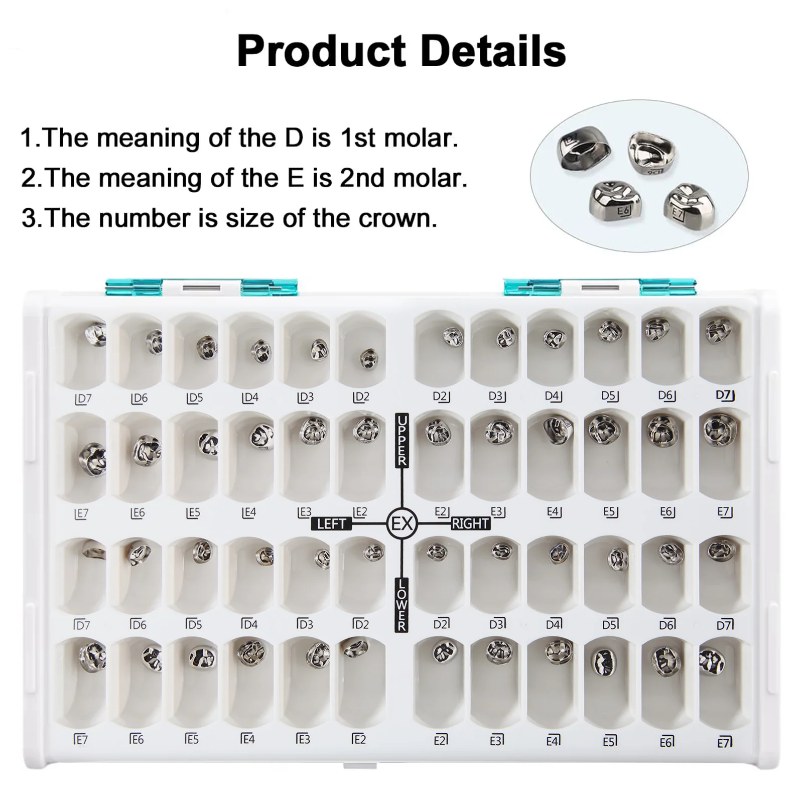 1-5 Sets Dental Primary Molar Crown teeth Preformed Stainless Steel 48Pcs Temporary Crowns Kit for Kids Pediatric Dentist Supply